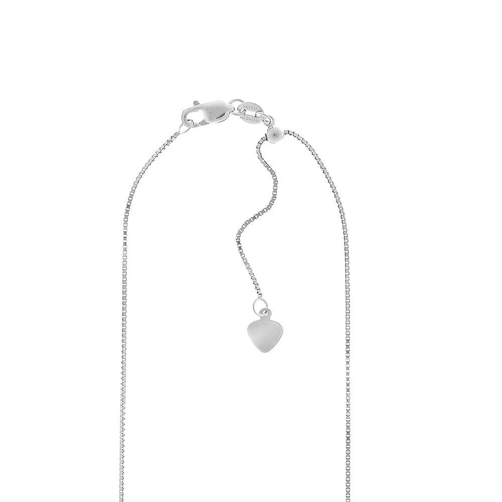Adjustable Box Chain .925 Sterling .925 Sterling Silver Necklace White Size 22"