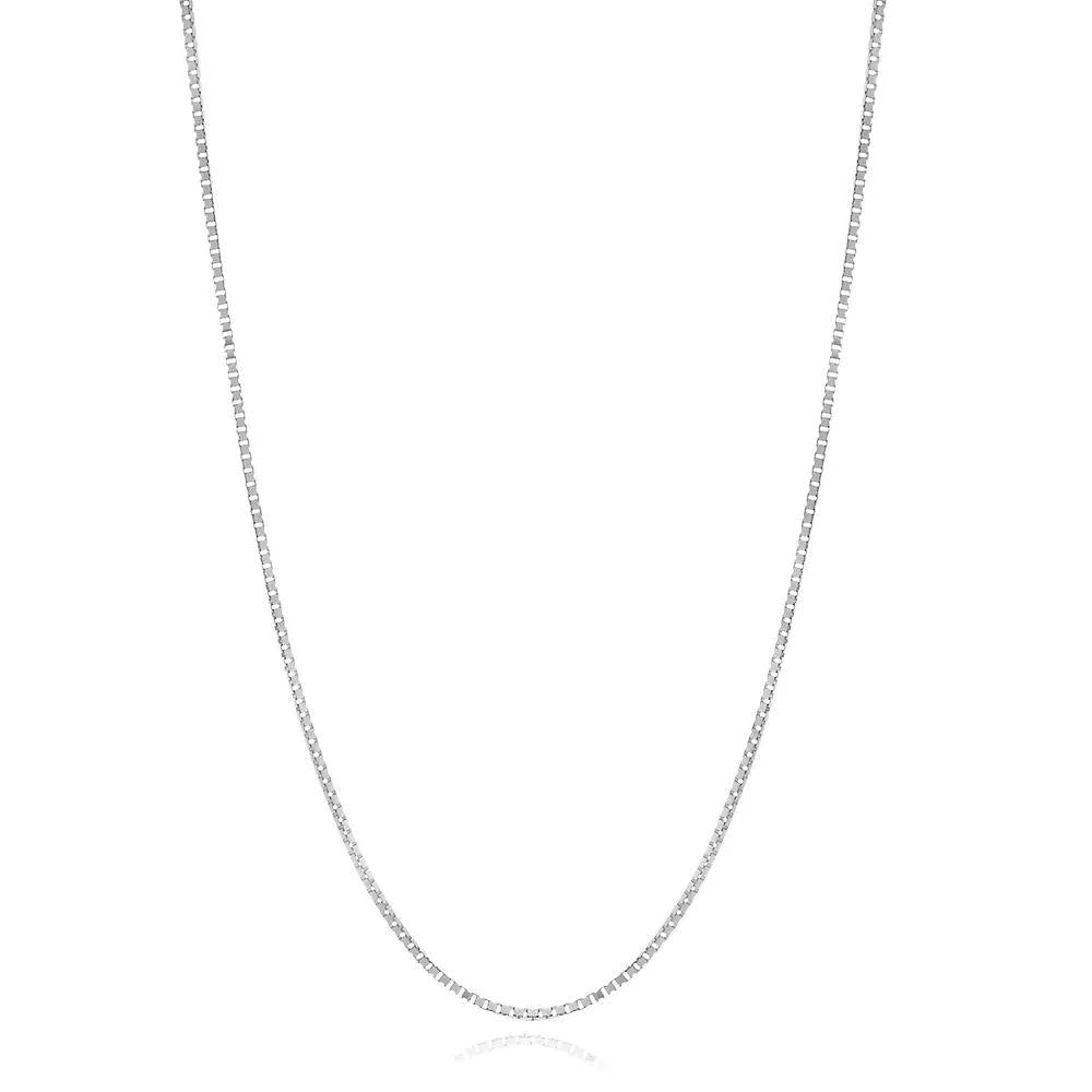 Adjustable Box Chain .925 Sterling .925 Sterling Silver Necklace White Size 22"