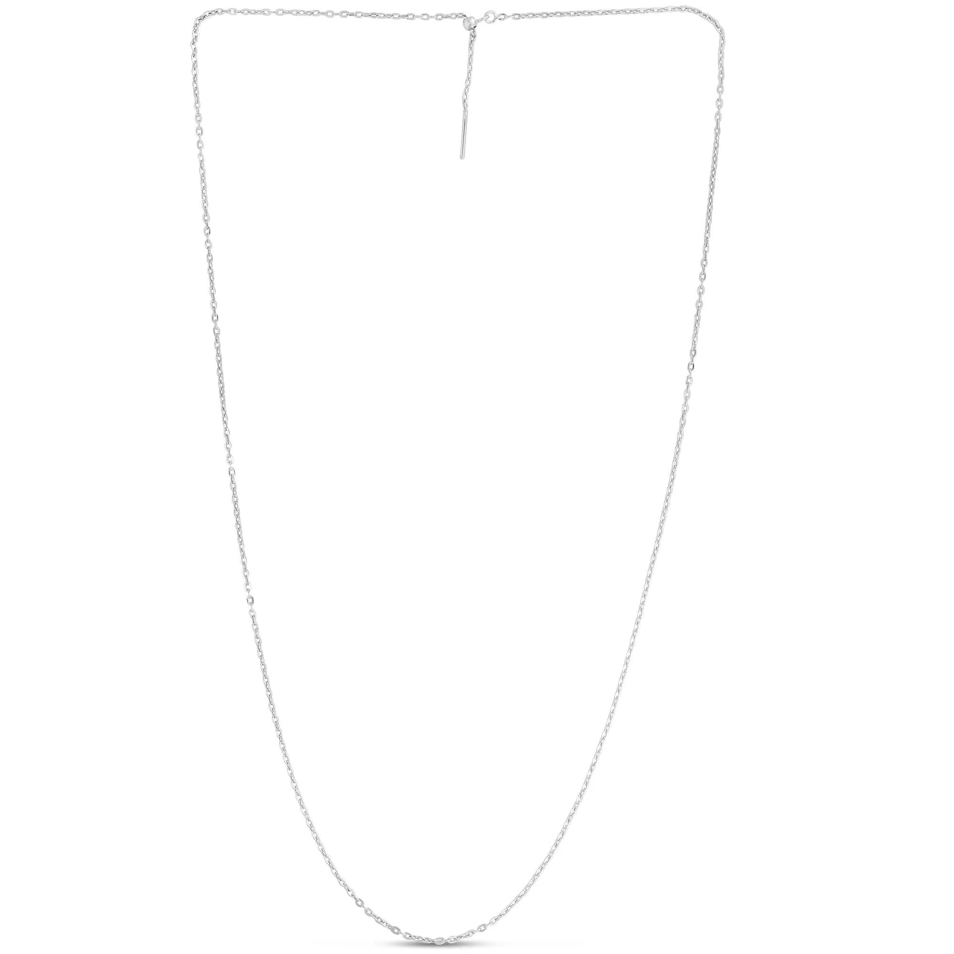 Adjustable Cable Chain 14K White Gold Necklace Size 22"