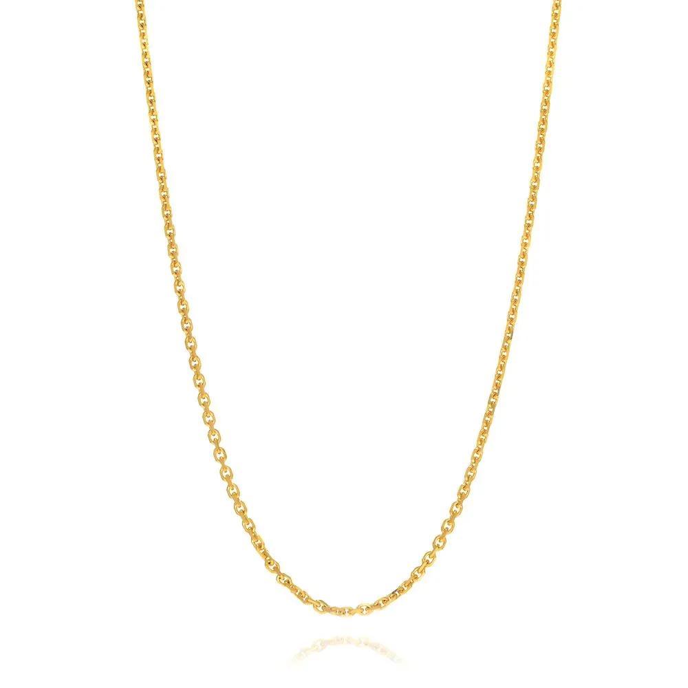Adjustable Cable Chain 14K Yellow Gold Necklace Size 22"