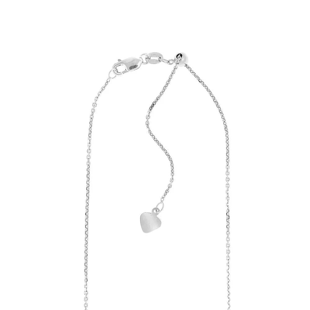 Adjustable Cable Chain .925 Sterling .925 Sterling Silver Necklace White Size 22"