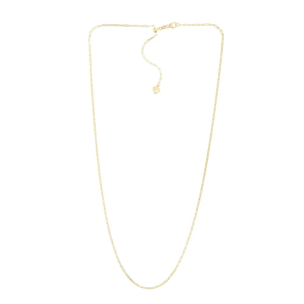 Adjustable Paperclip Chain Necklace 14K Yellow Gold Size 22"