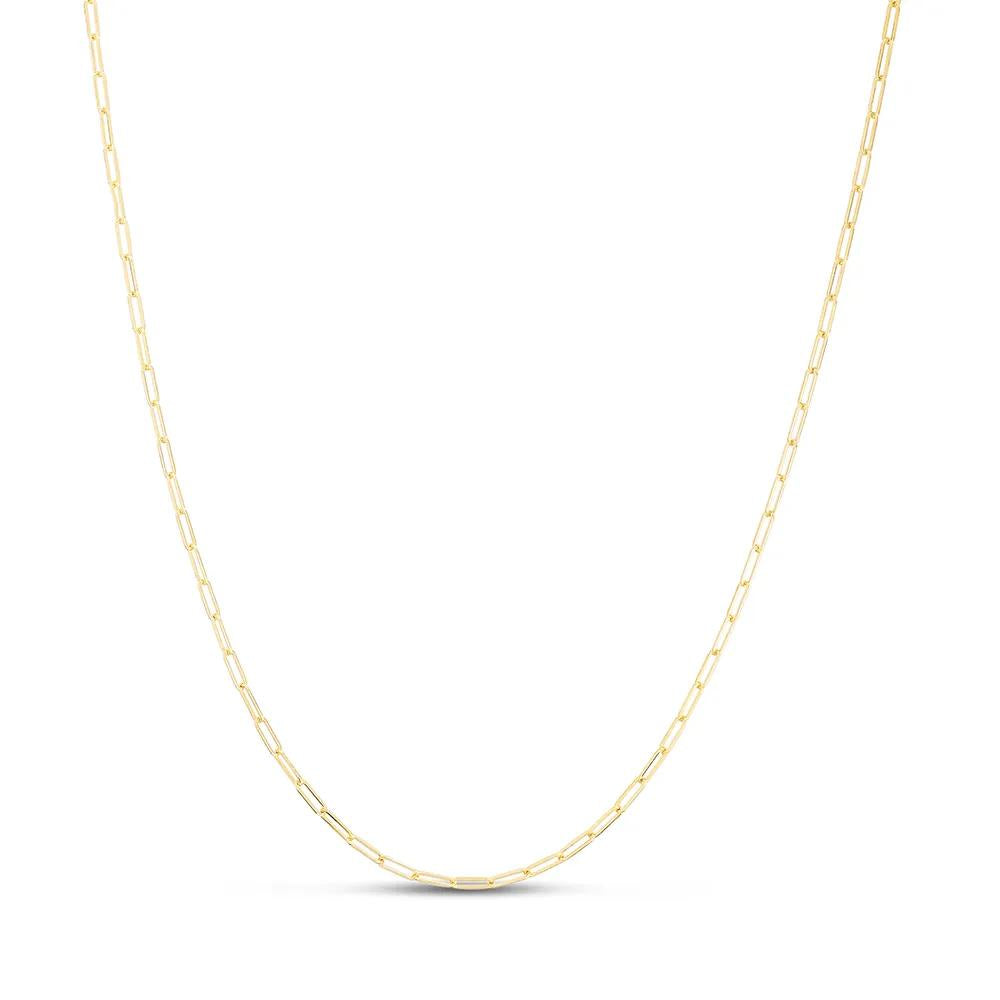Adjustable Paperclip Chain Necklace 14K Yellow Gold Size 22"