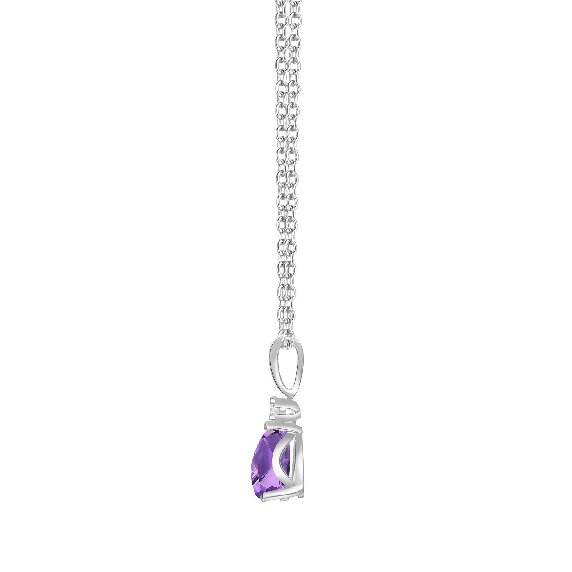 Amethyst & Lab-Created White Sapphire Ring Earring and Pendant Box Set .925 Sterling Silver Size 8.5 1mm