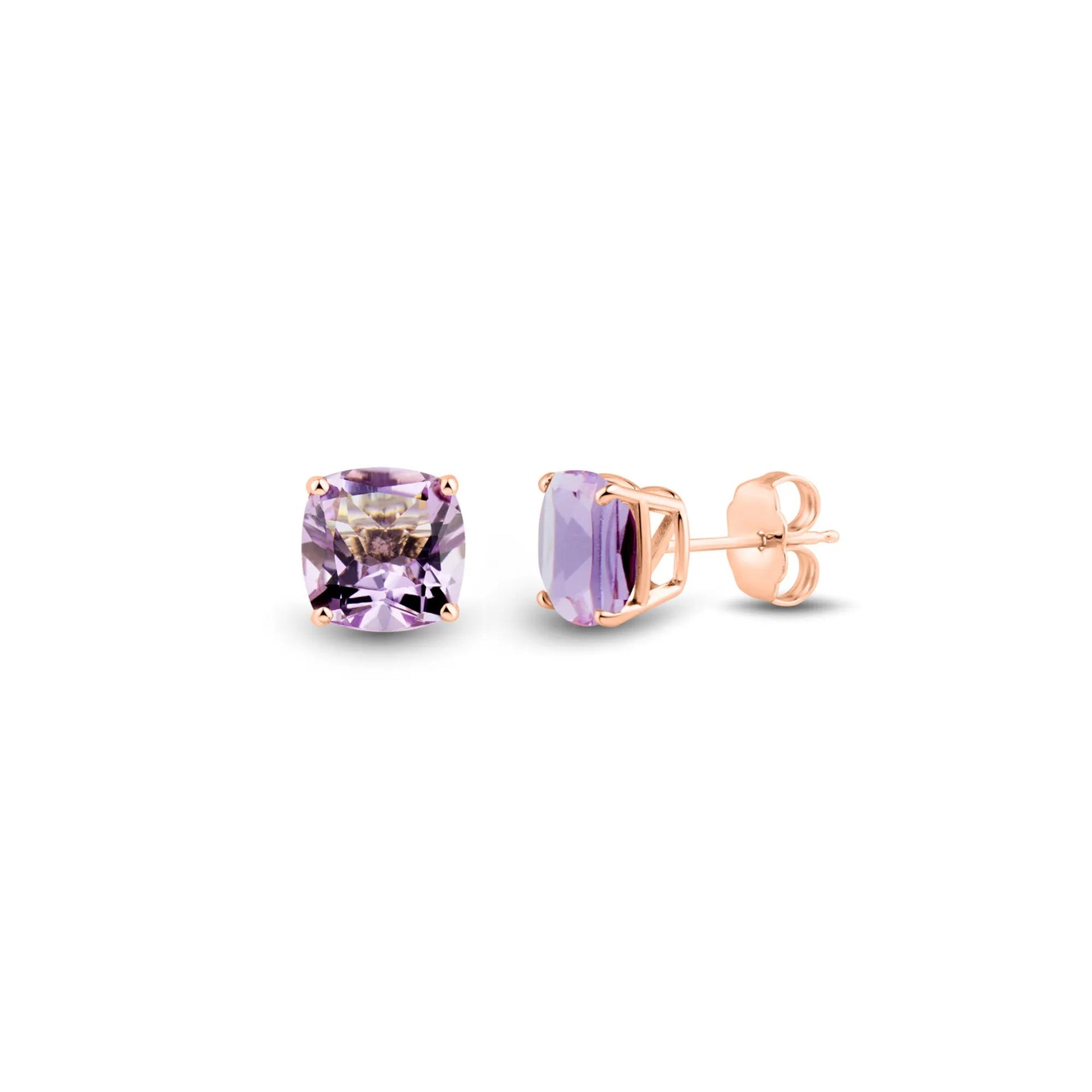 Amethyst Stud Earrings 10K Rose Gold Size 7.00mm