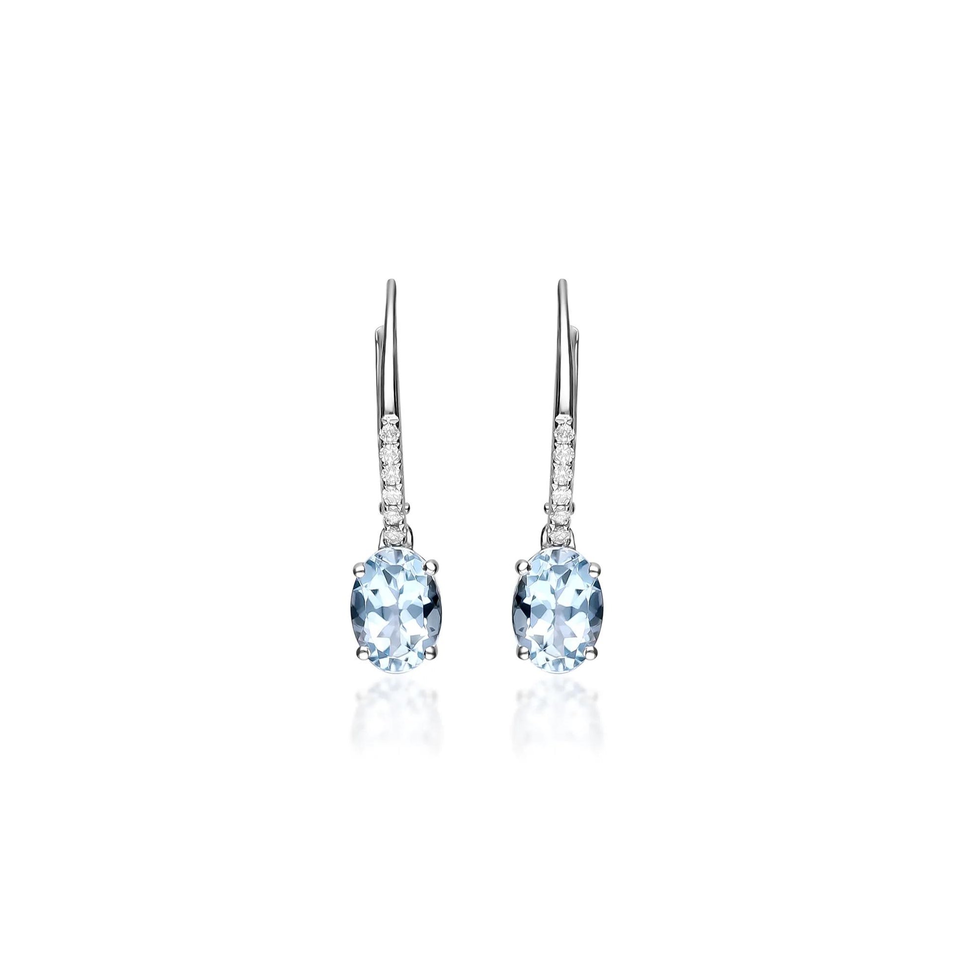 Aquamarine and Diamond Accent Drop Earrings 10K White Gold Size 5.00mm