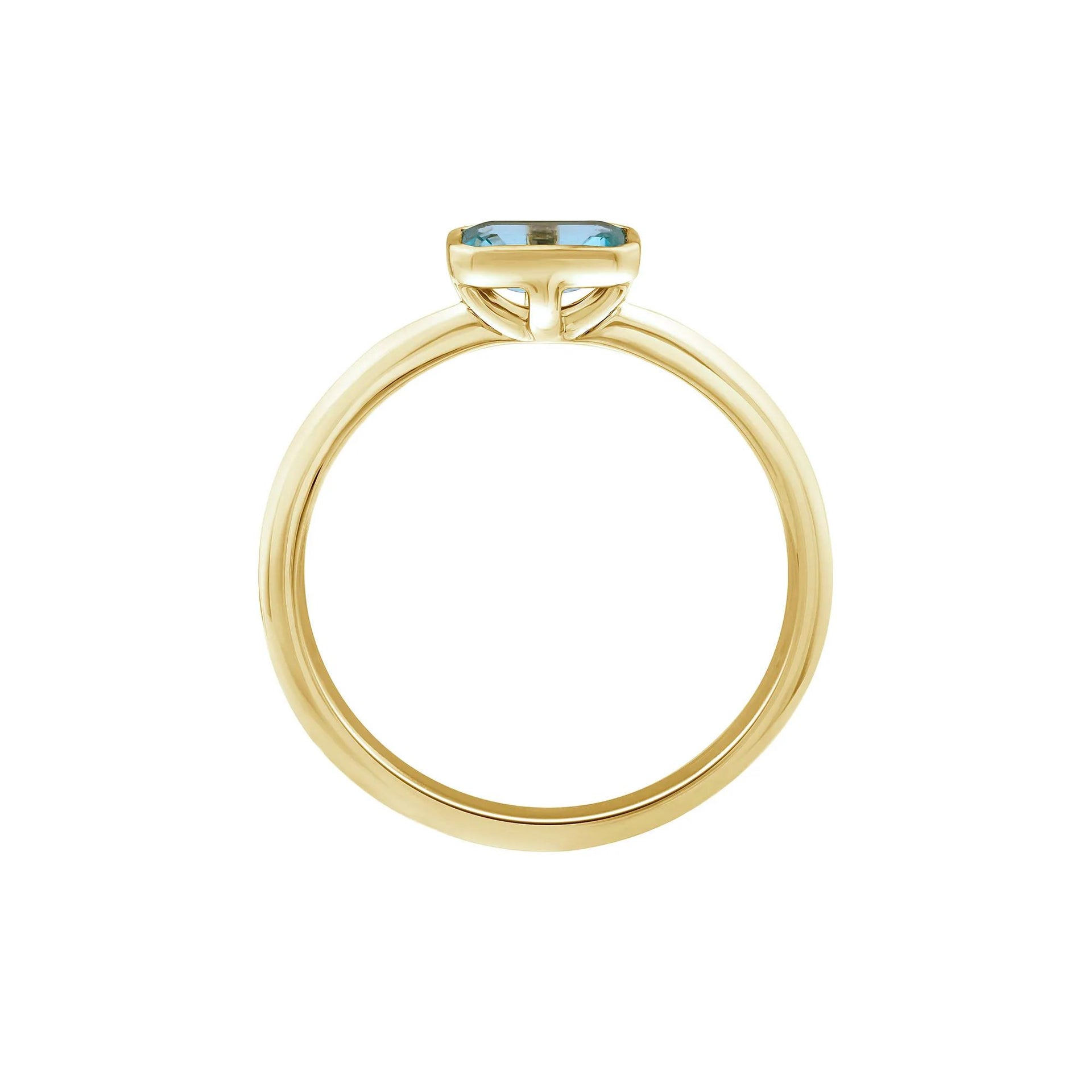 Aquamarine Bezel Fashion Ring 10K Yellow Gold Size 9 1.5mm