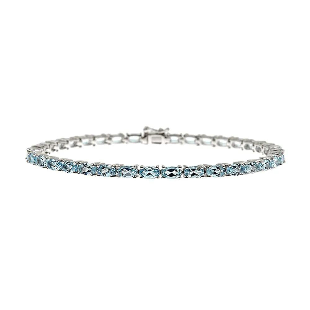 Aquamarine Bracelet .925 Sterling Silver White