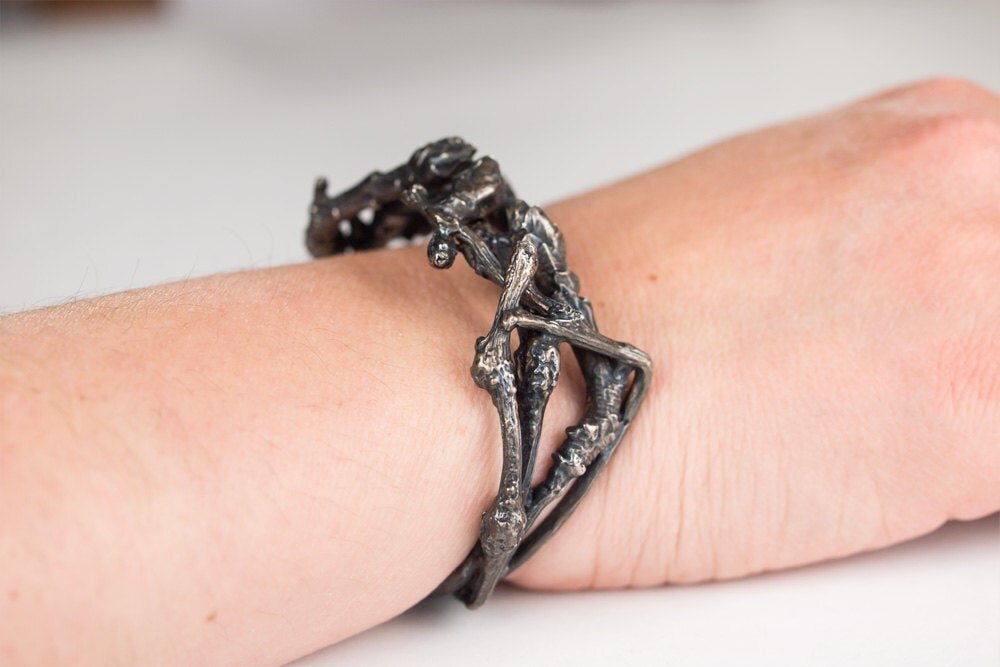 the oxidized silver poison ivy cuff bracelet
