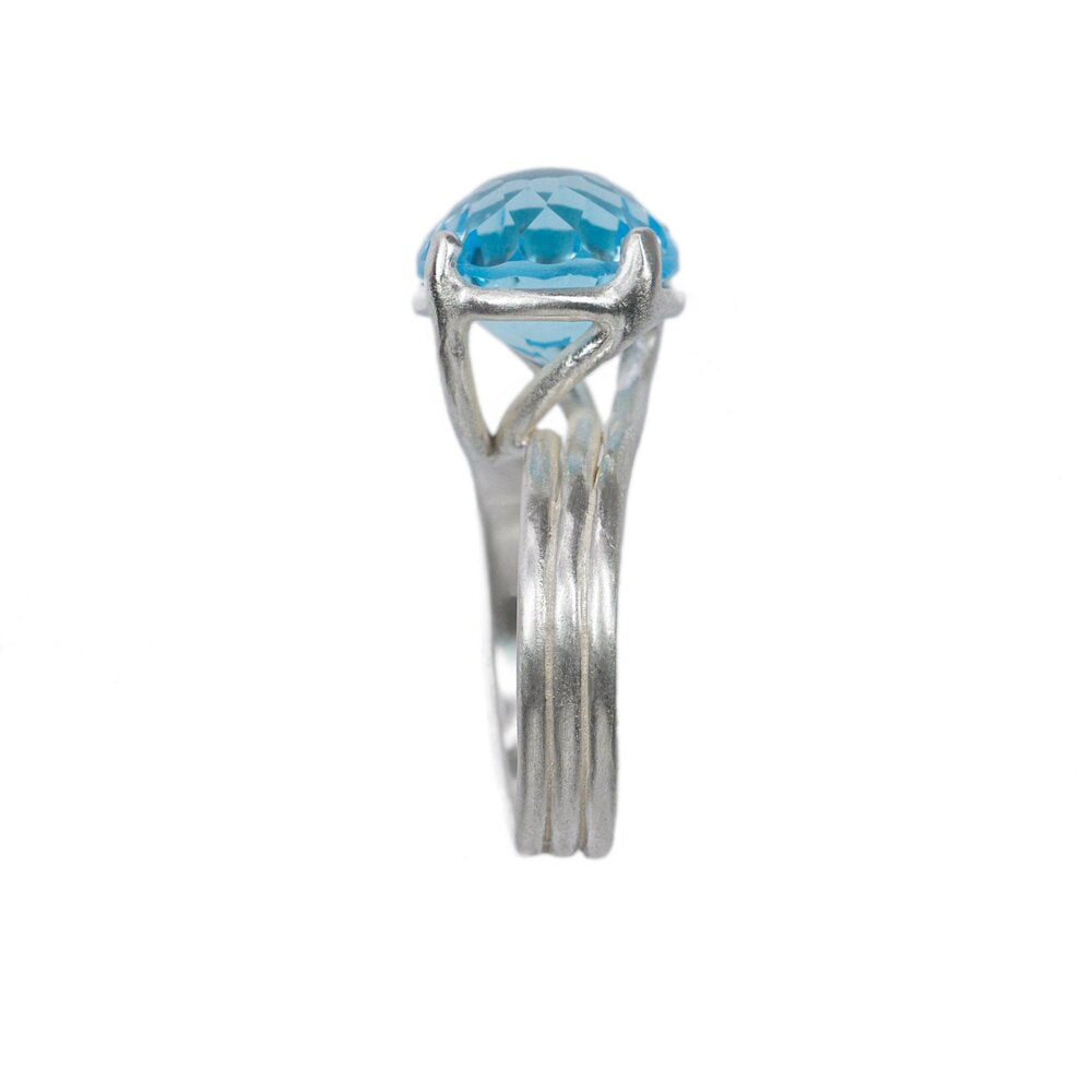 blue topaz wisteria prongs ring