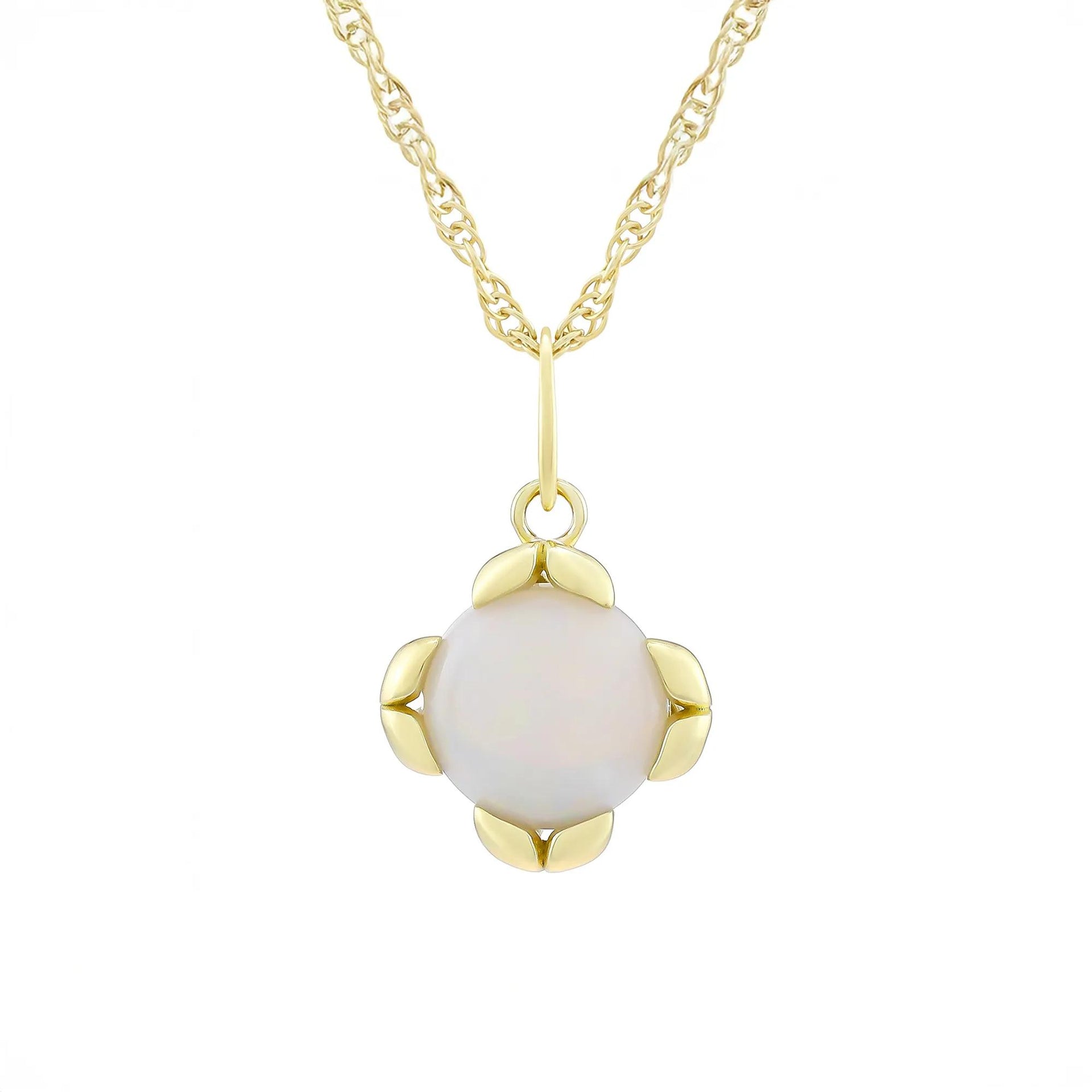 Australian Opal Pendant Necklace 10K Yellow Gold Size 18"