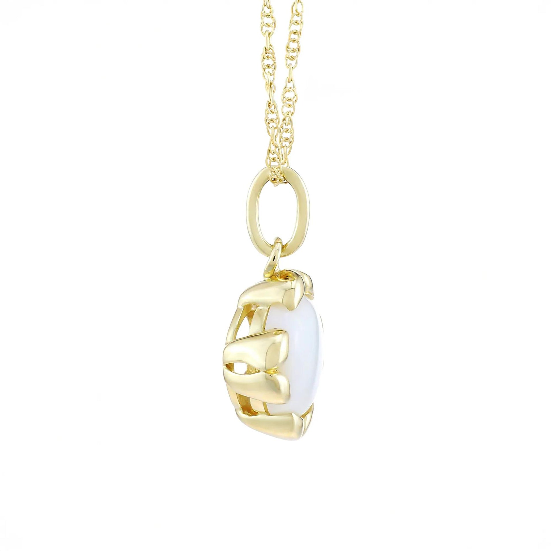 Australian Opal Pendant Necklace 10K Yellow Gold Size 18"