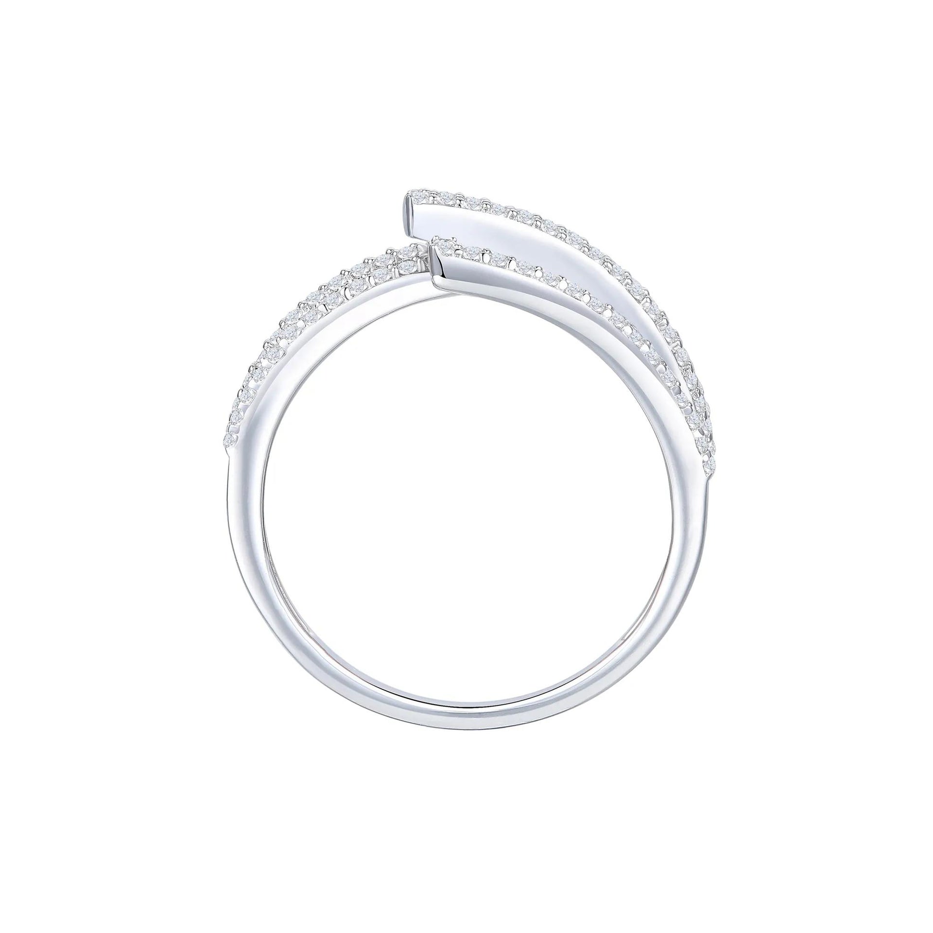 1 CT. Tw. Baguette and Round Diamond Crossover Ring 10K White Gold Size 6 1mm