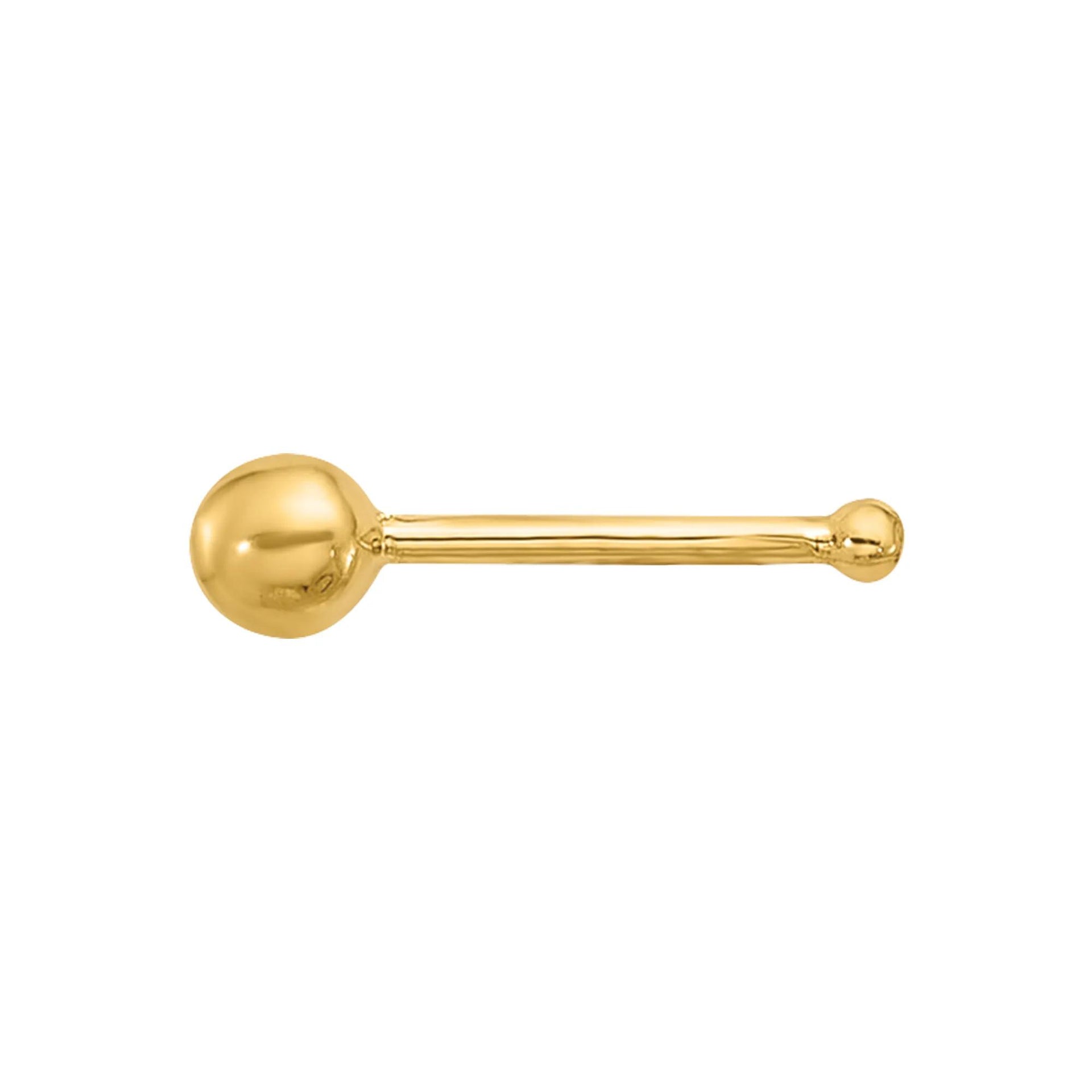 Ball Nose Stud 14K Yellow Gold 22 Gauge Size 2.40mm