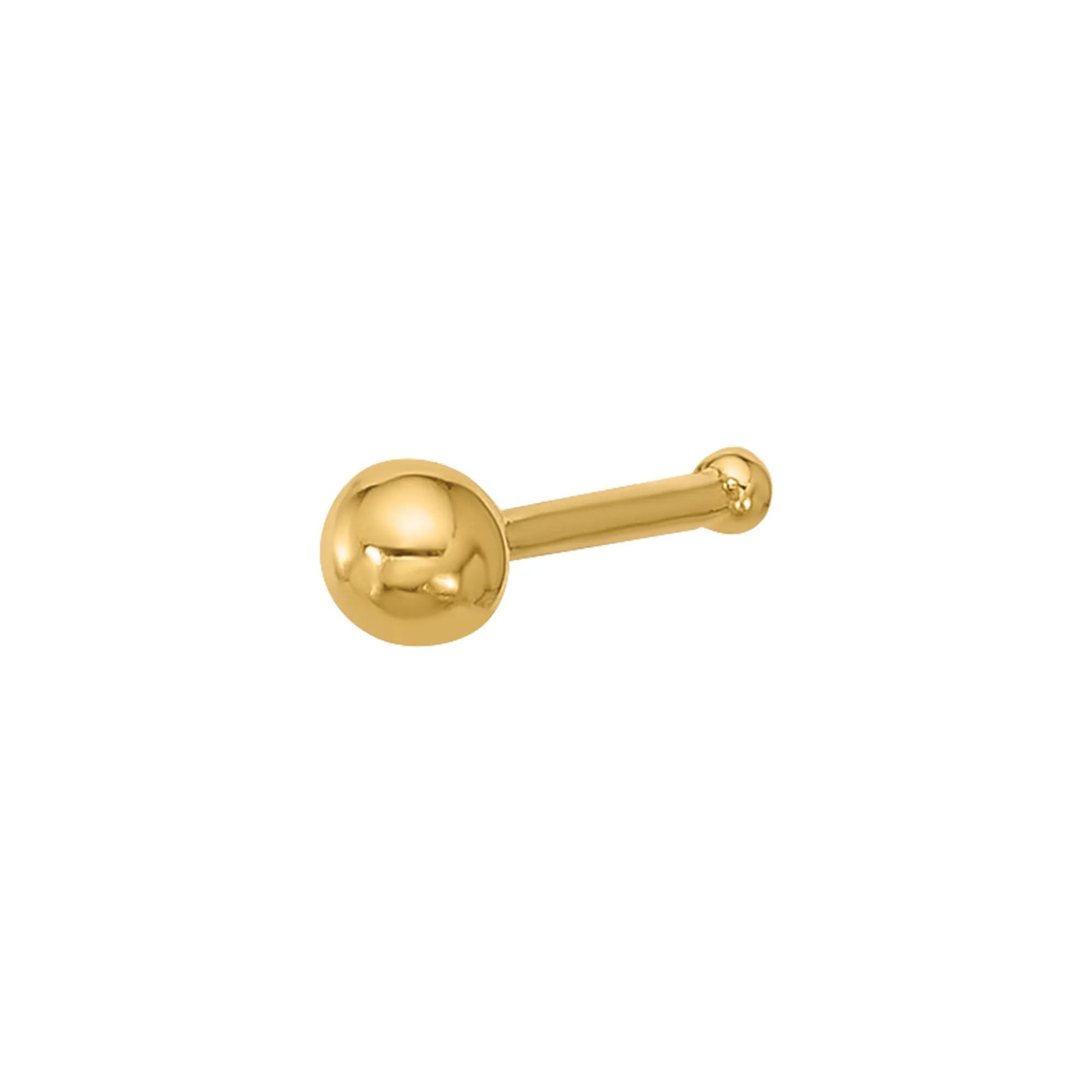 Ball Nose Stud 14K Yellow Gold 22 Gauge Size 2.40mm