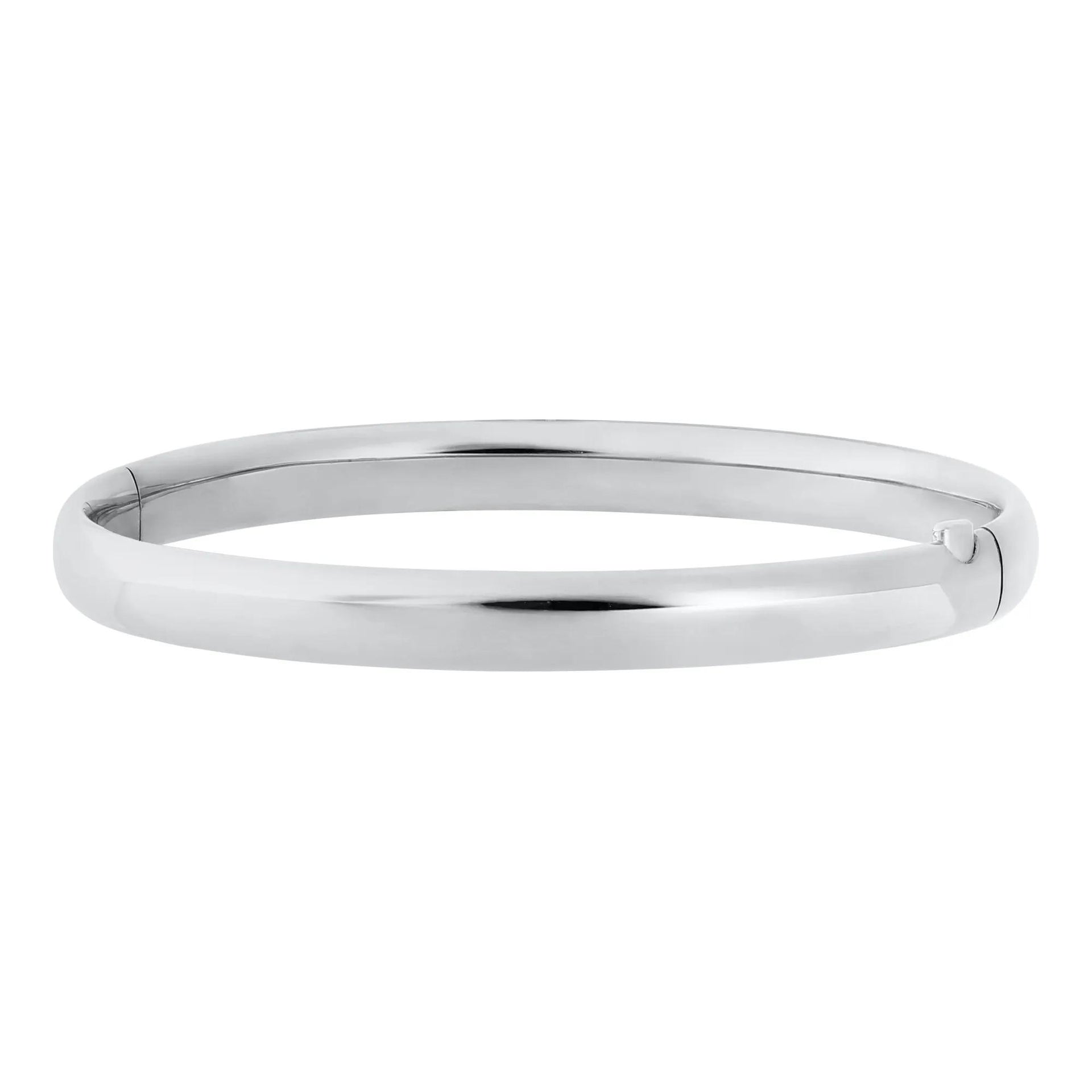 Bangle Bracelet .925 Sterling Silver White Size 6.00mm