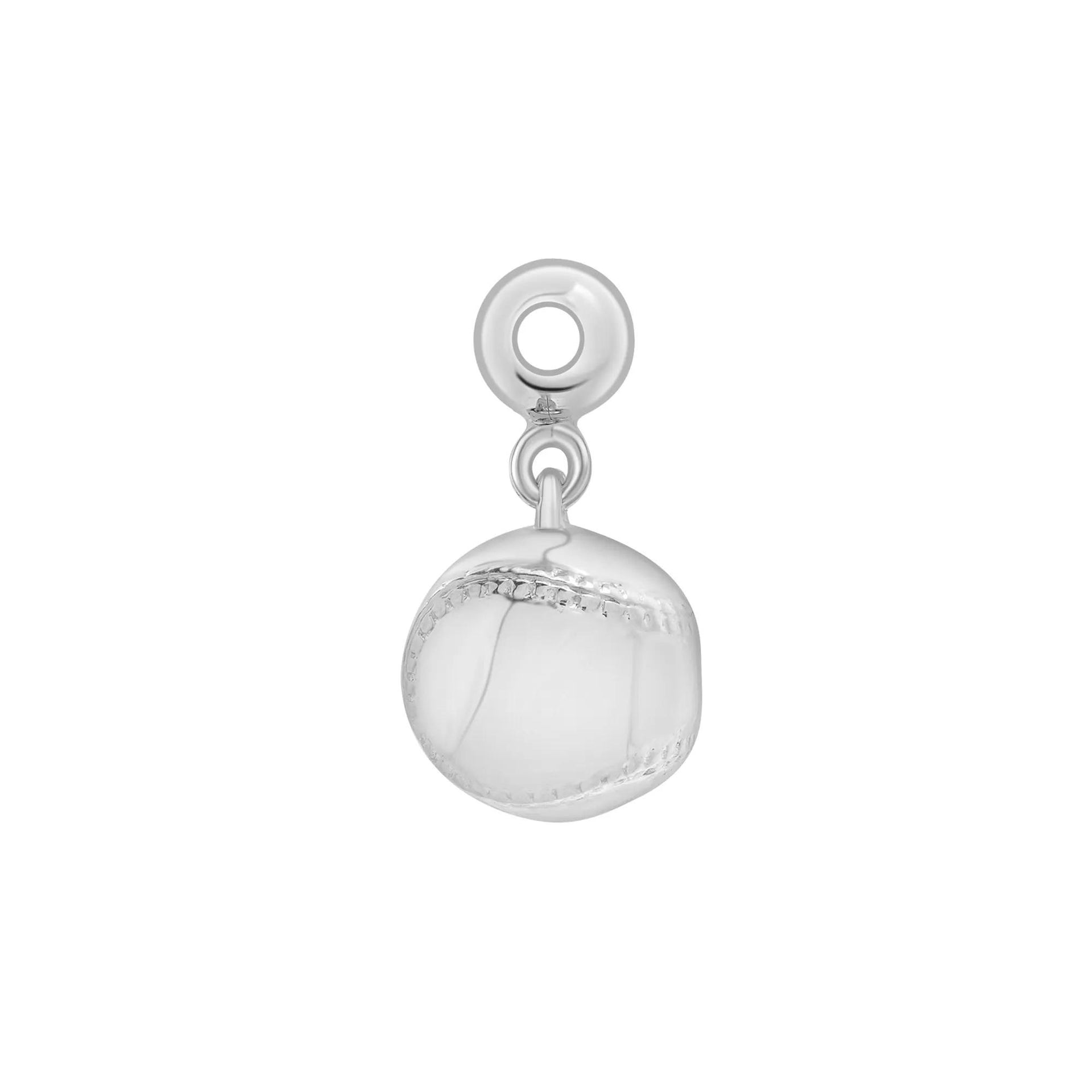 Baseball Bead Charm .925 Sterling Silver White Size 13.50mm