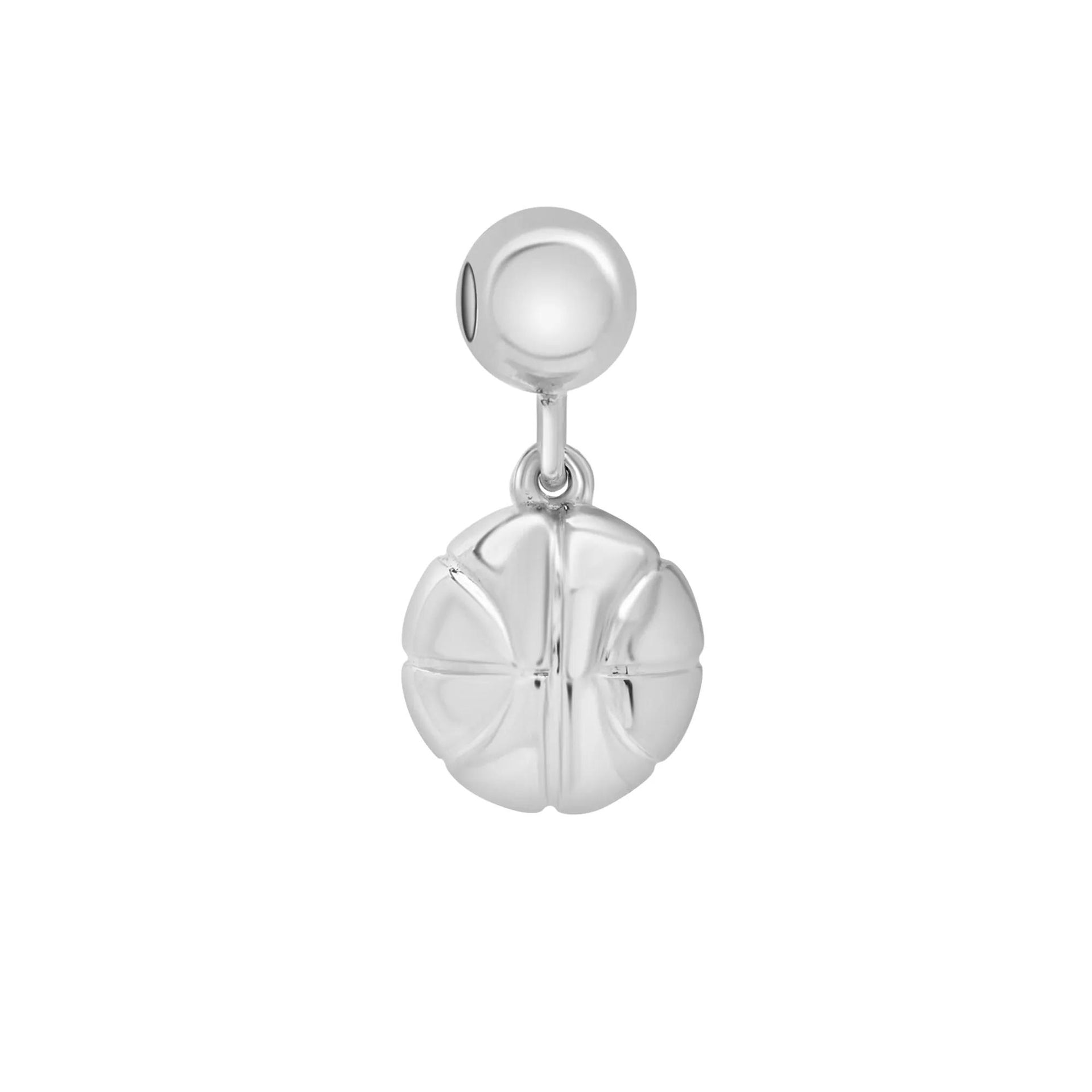 Basketball Bead Charm .925 Sterling Silver White Size 14.00mm
