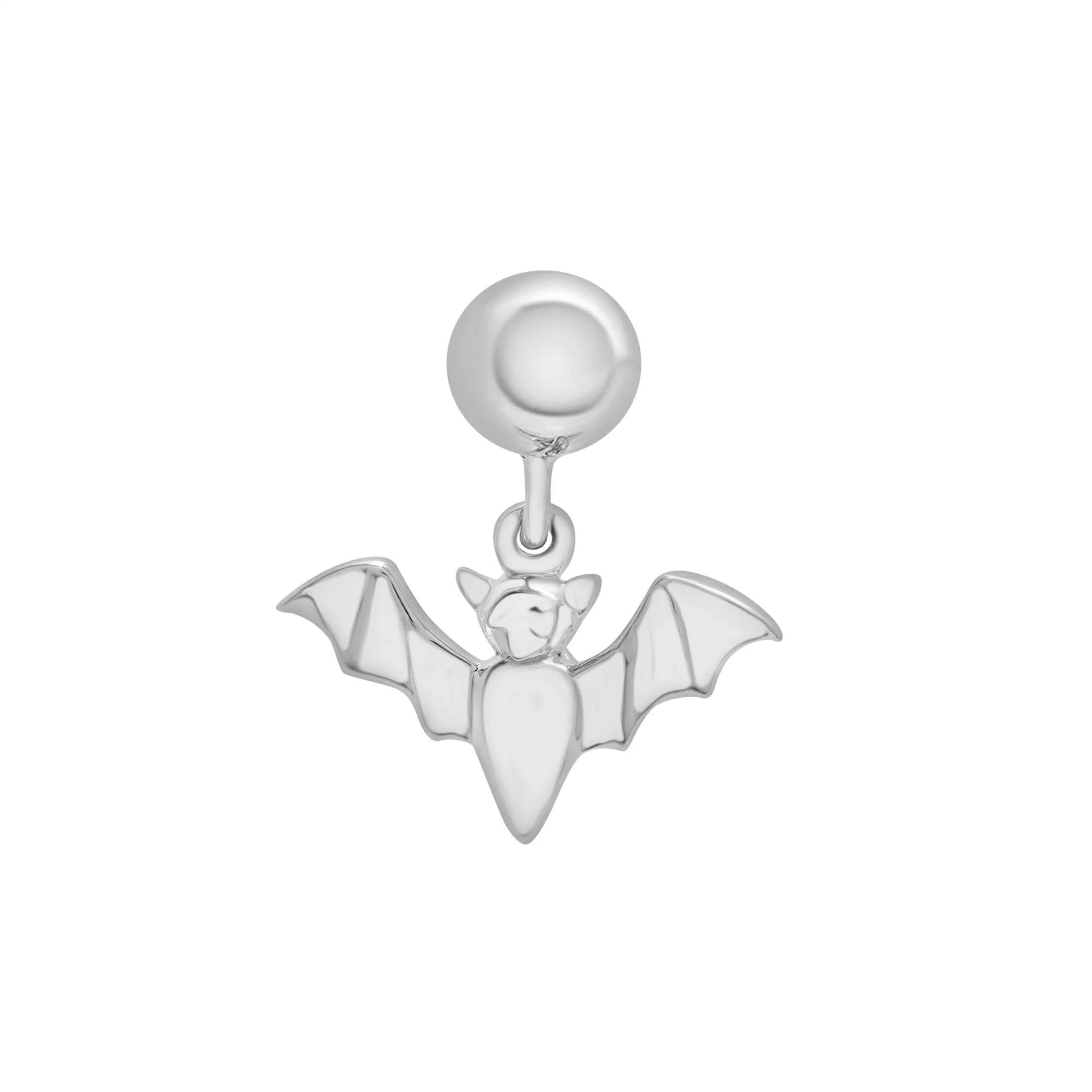 Bat Bead Charm .925 Sterling Silver White Size 12.50mm