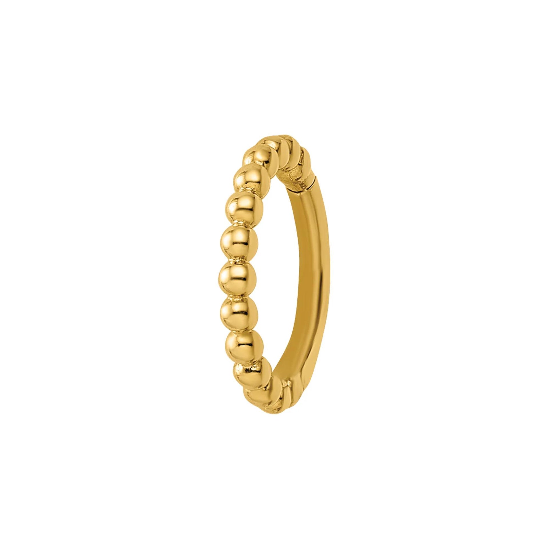 Beaded Cartilage Ring 14K Yellow Gold 14 Gauge Size 10.50mm