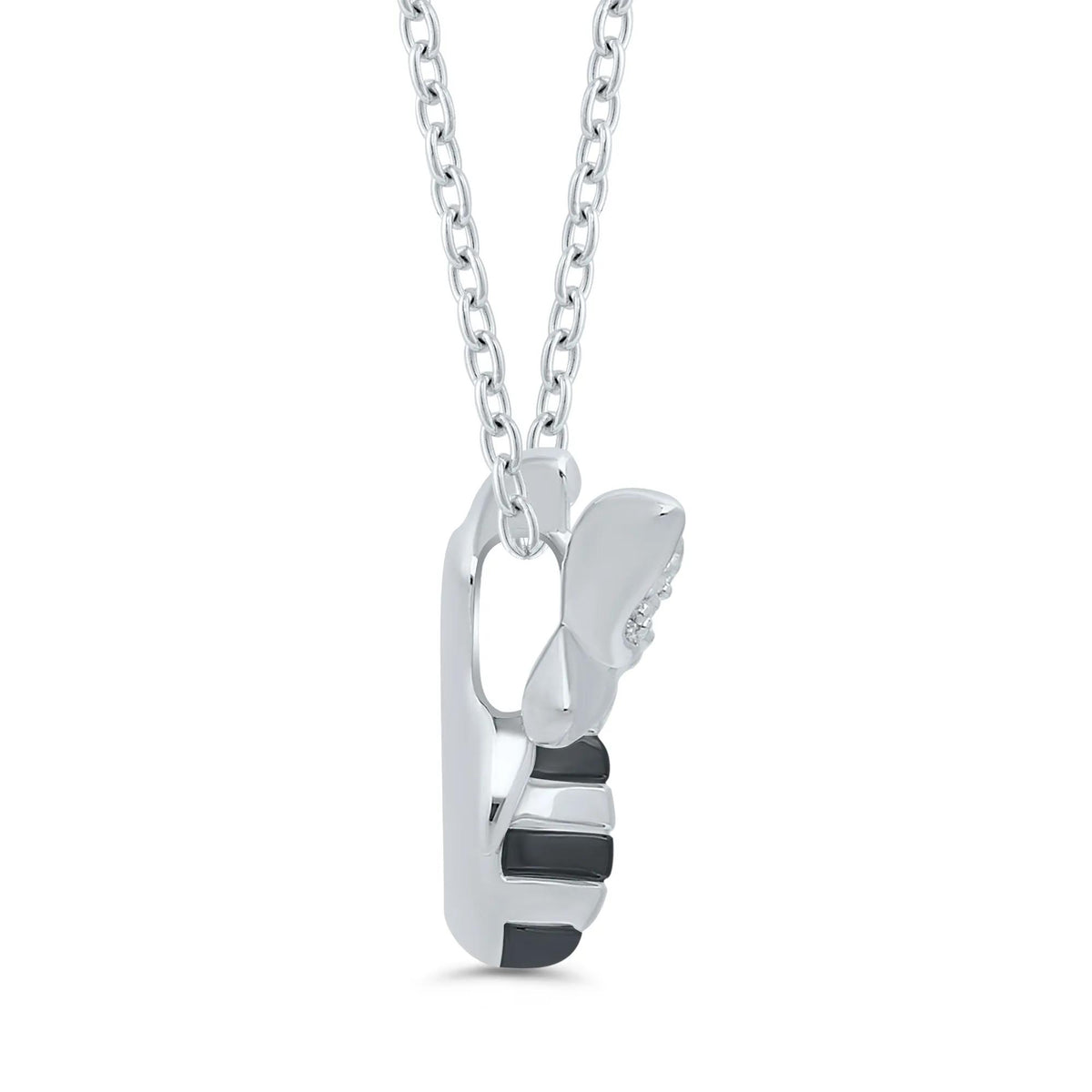 Bee Pendant Necklace with Diamond Accents .925 Sterling Silver White Size 18"