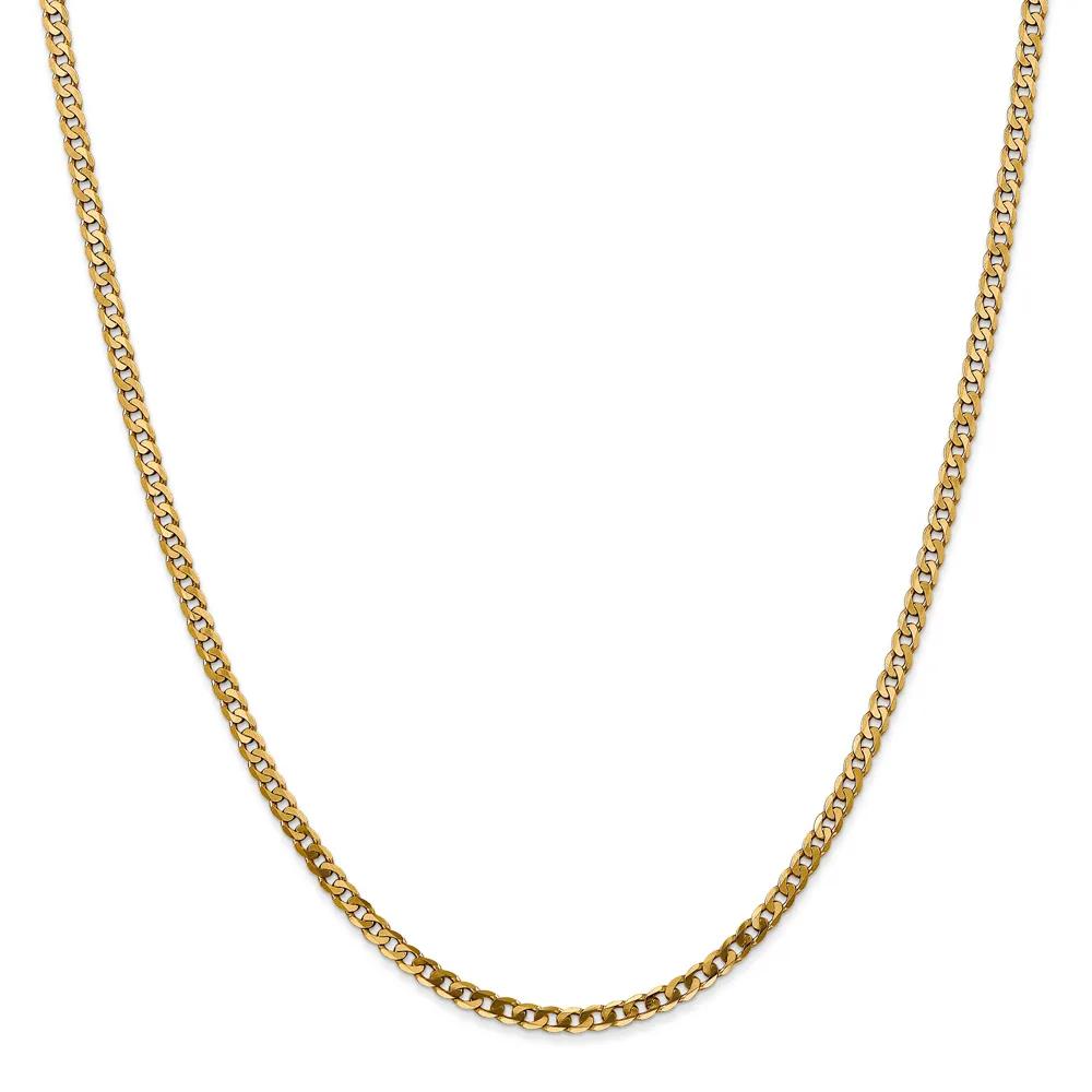 Beveled Curb Chain 14K Yellow Gold Necklace Size 20"