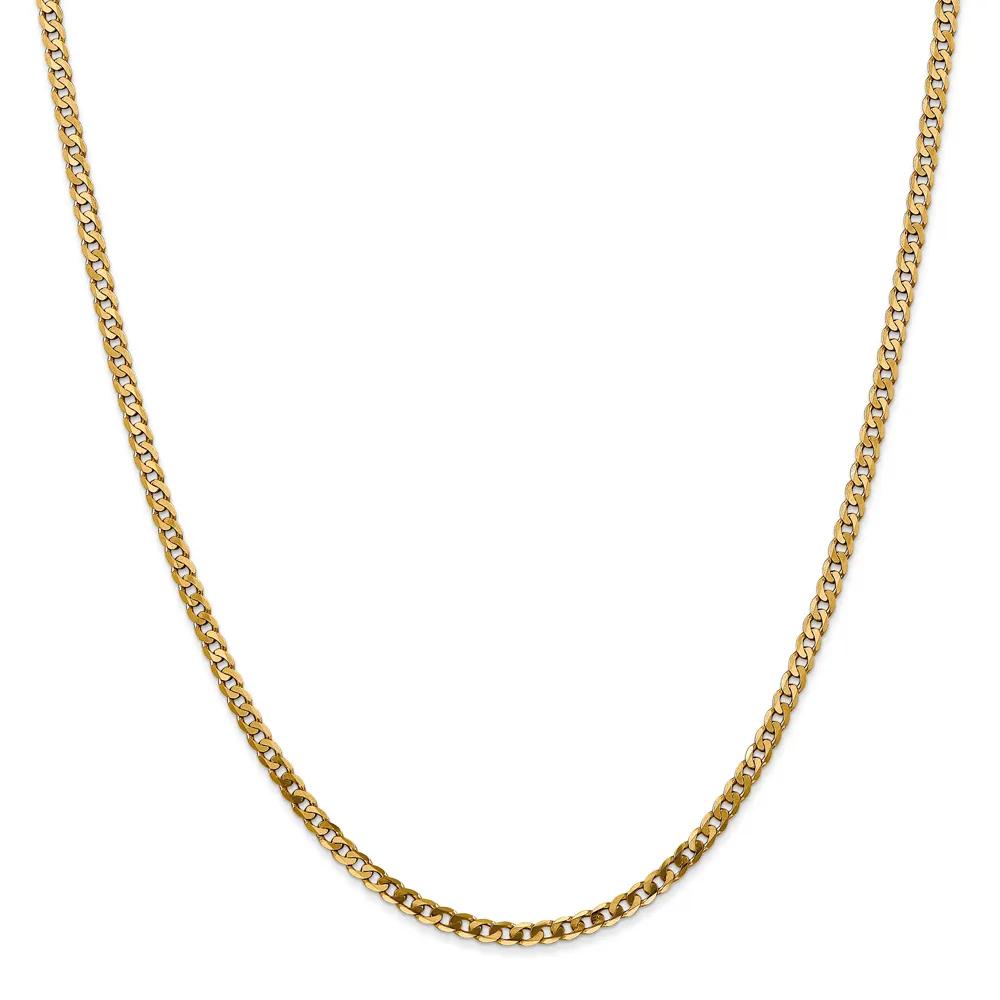 Beveled Curb Chain 14K Yellow Gold Necklace Size 24"