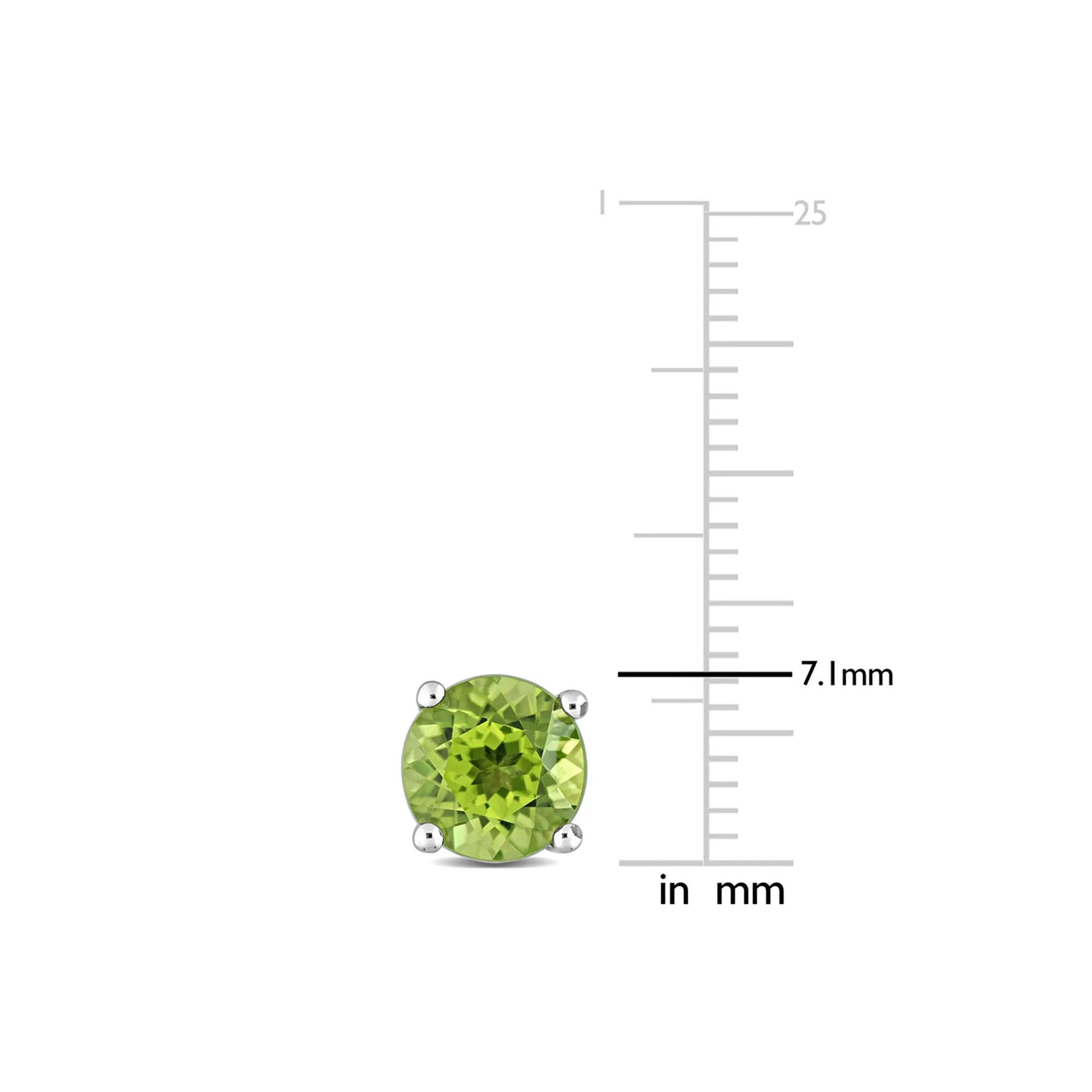 Peridot Stud Earrings with Heart Baskets .925 Sterling Silver White Size 7.00mm