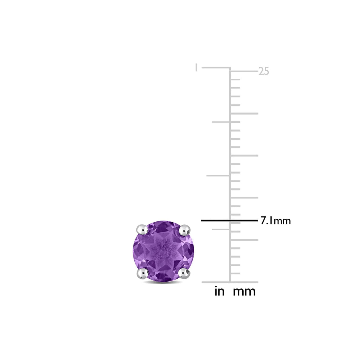 Amethyst Stud Earrings with Heart Baskets .925 Sterling Silver White Size 7.00mm