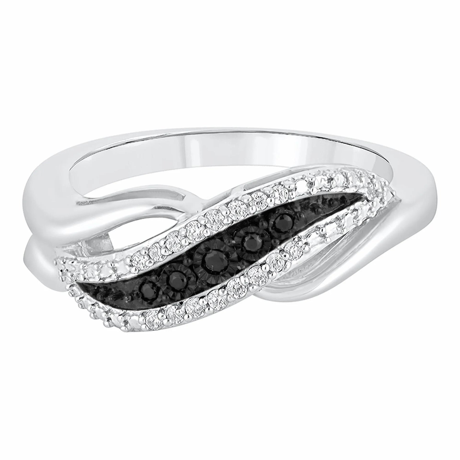 1/10 CT. Tw. Black & White Diamond Ring .925 Sterling Silver Size 7