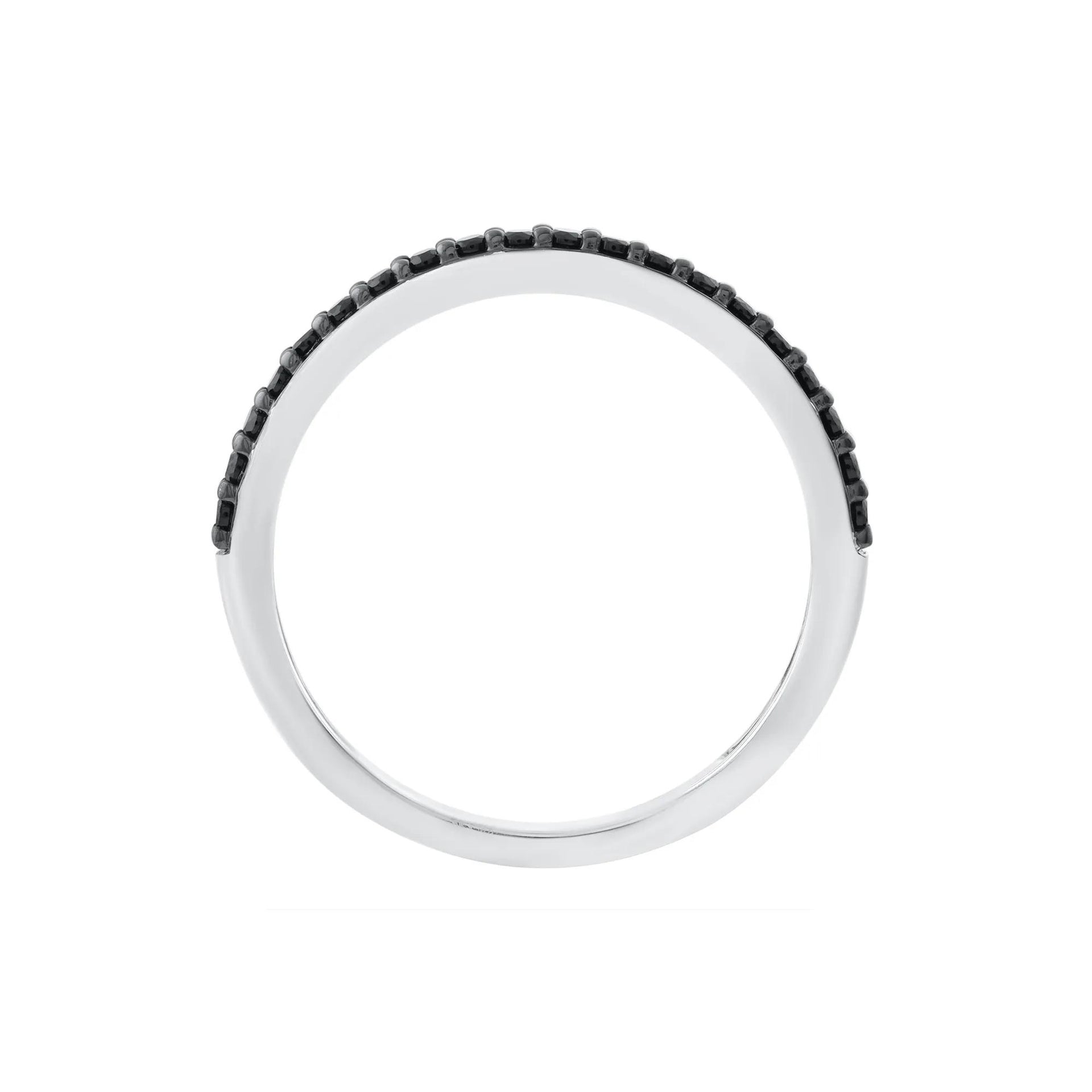 1/5 CT. Tw. Black Diamond Ring .925 Sterling Silver Round Brilliant Cut White Size 7.5