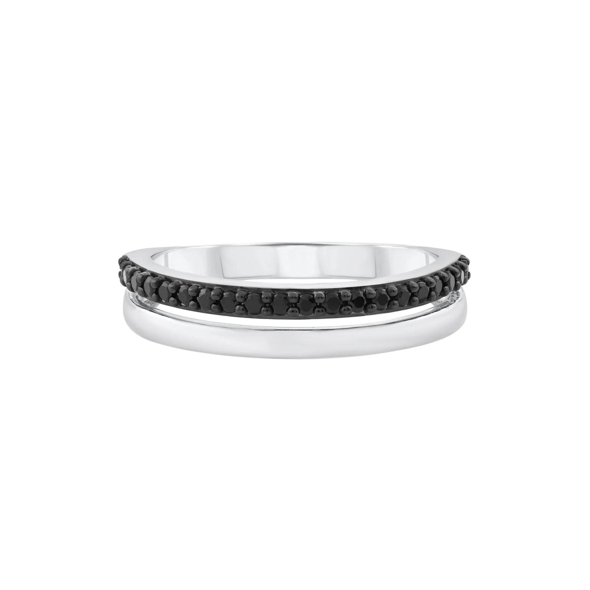 1/5 CT. Tw. Black Diamond Ring .925 Sterling Silver Round Brilliant Cut White Size 7