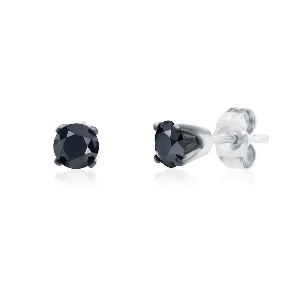 1/2 CT. Tw. Black Diamond Stud Earrings 14K White Gold Size 4.00mm