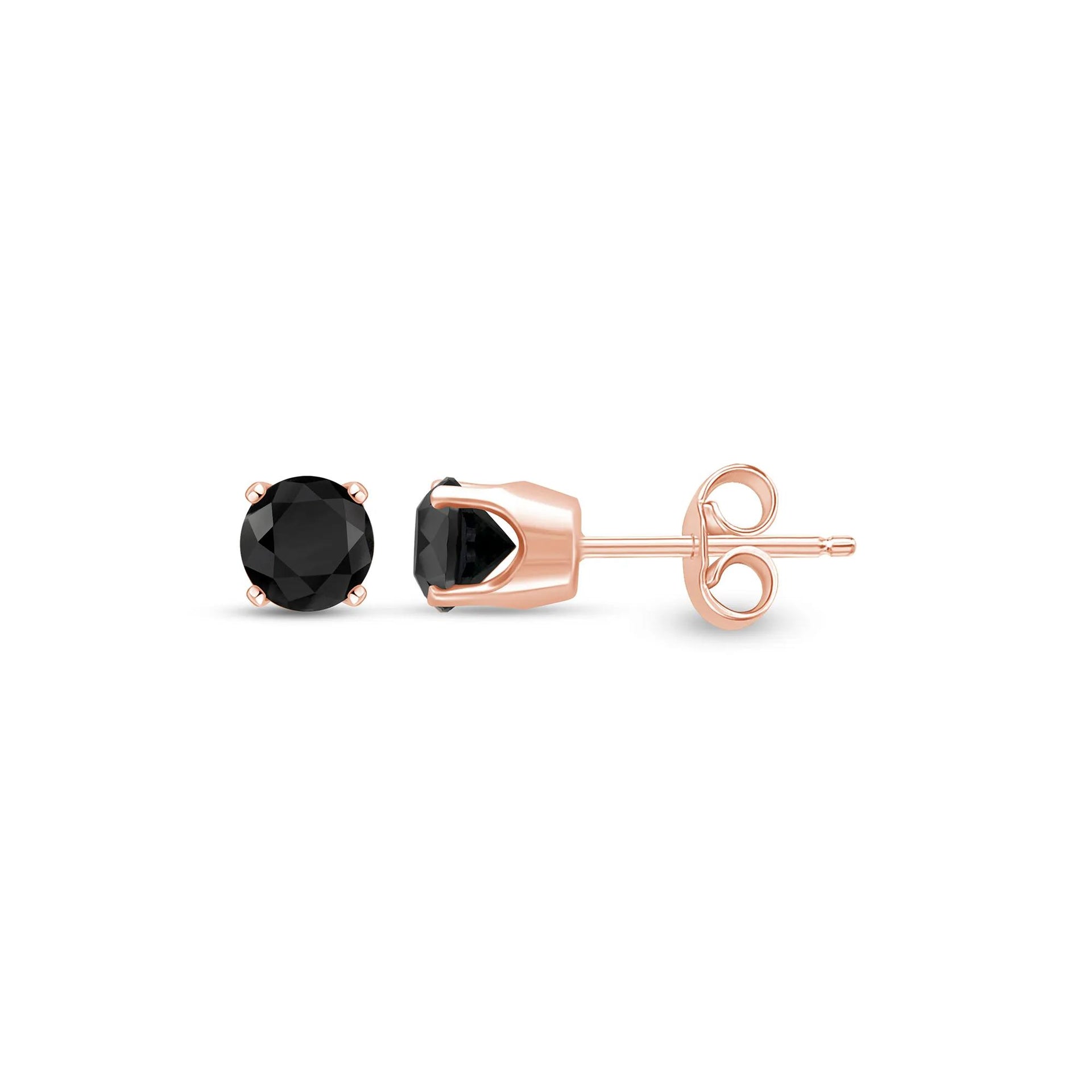 3 CT. Tw. Black Diamond Stud Earrings 14K Rose Gold Size 7.00mm