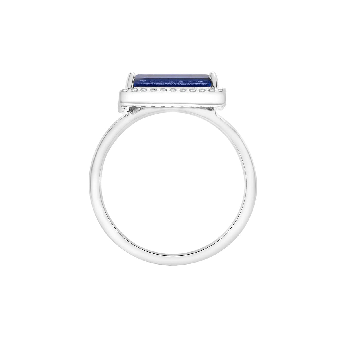 Lab-Created Blue and White Sapphire Cocktail Ring .925 Sterling Silver Size 8 1.5mm