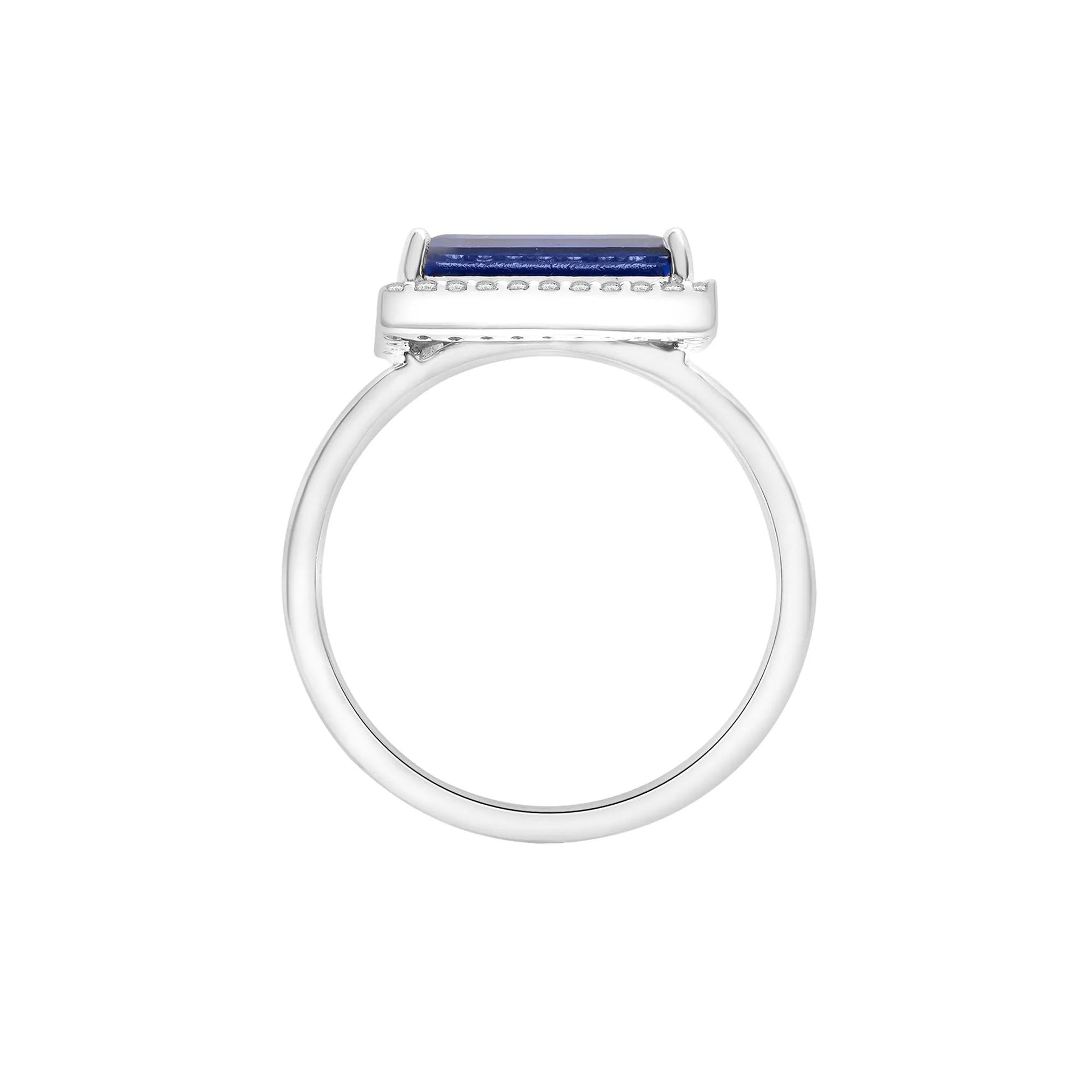 Lab-Created Blue and White Sapphire Cocktail Ring .925 Sterling Silver Size 7 1.5mm