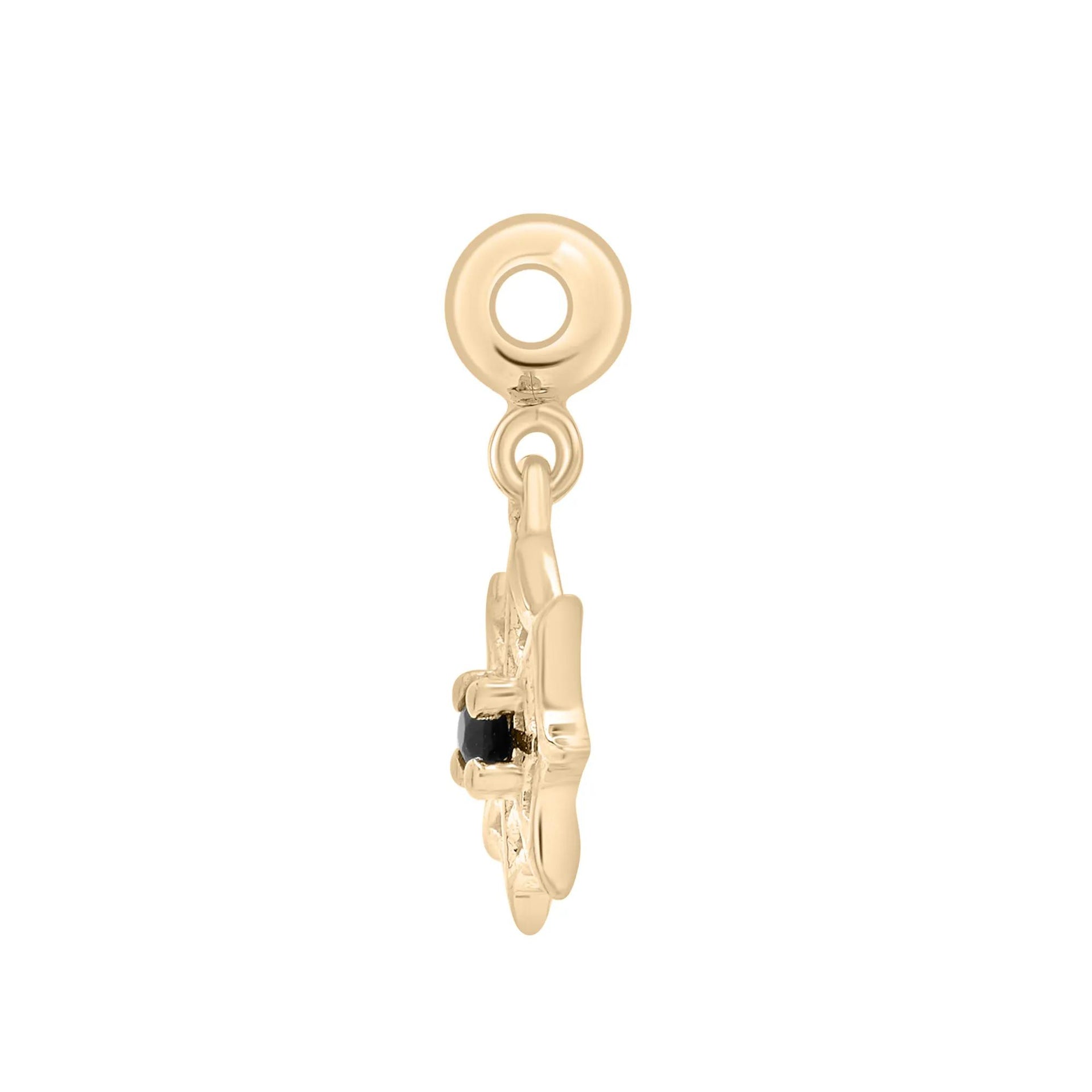 Black Onyx Spiderweb Bead Charm Vermeil Yellow Size 14.50mm