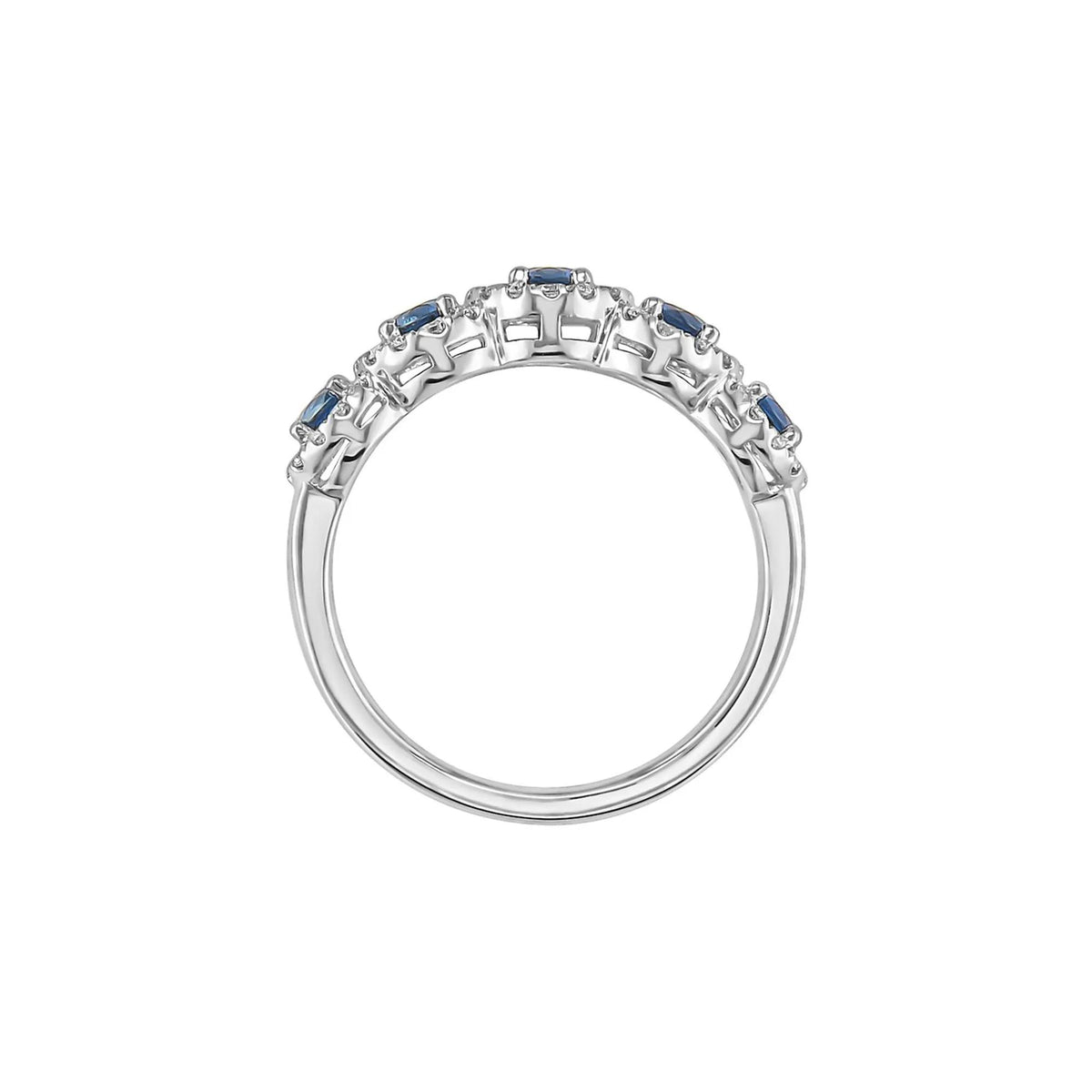 1/3 CT. Tw. Blue Sapphire & Diamond Ring 14K White Gold Round Brilliant Cut Size 6.5