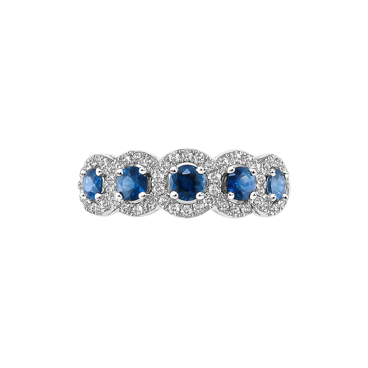 1/3 CT. Tw. Blue Sapphire & Diamond Ring 14K White Gold Round Brilliant Cut Size 6.5