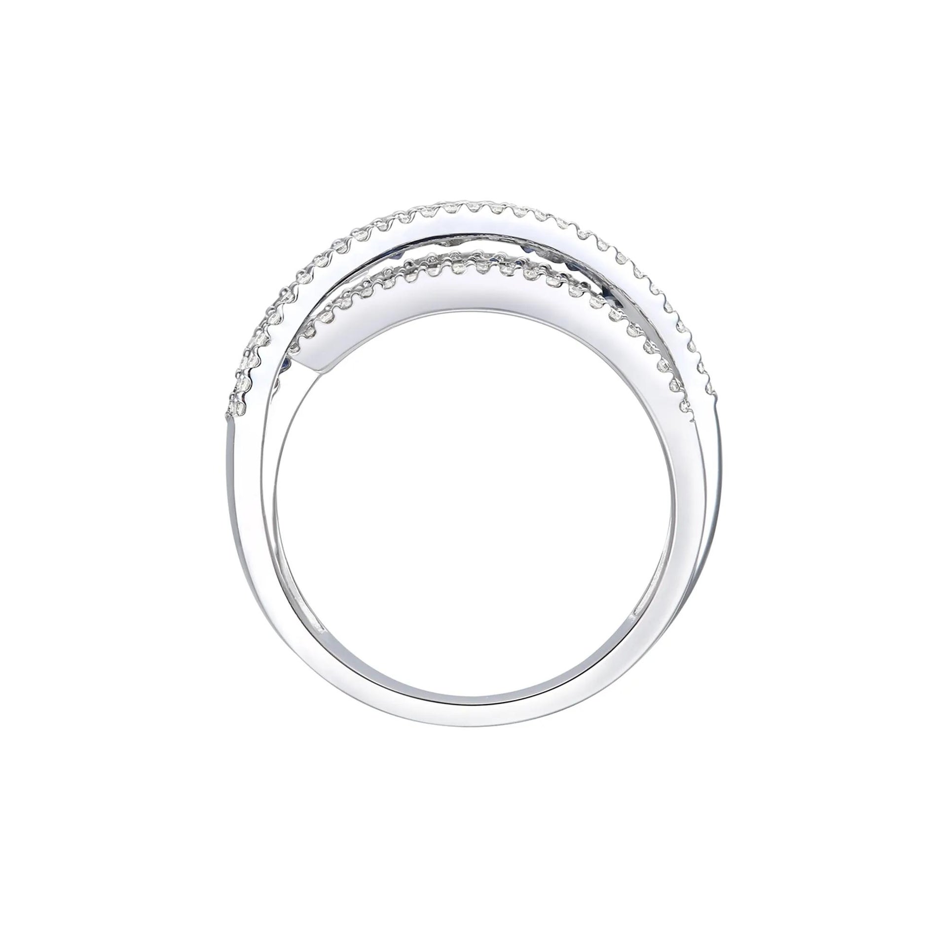 1/2 CT. Tw. Blue Sapphire and Diamond Wrap Band Ring 10K White Gold Size 8 1mm
