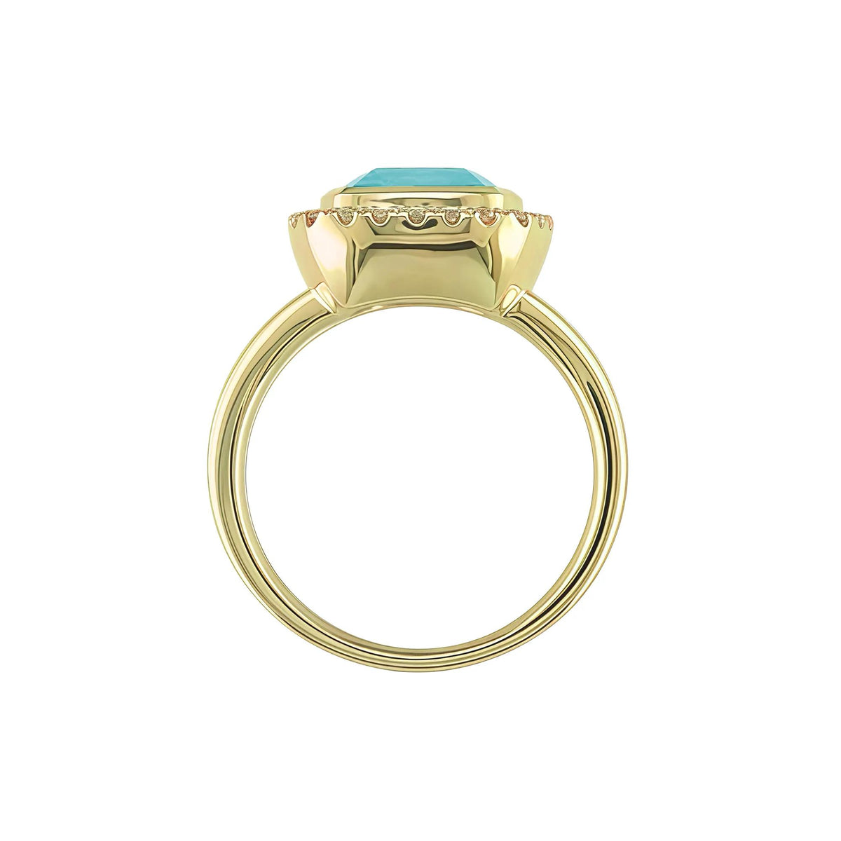 1/5 CT. Tw. Blue Topaz and Diamond Ring 10K Yellow Gold Size 5 1mm