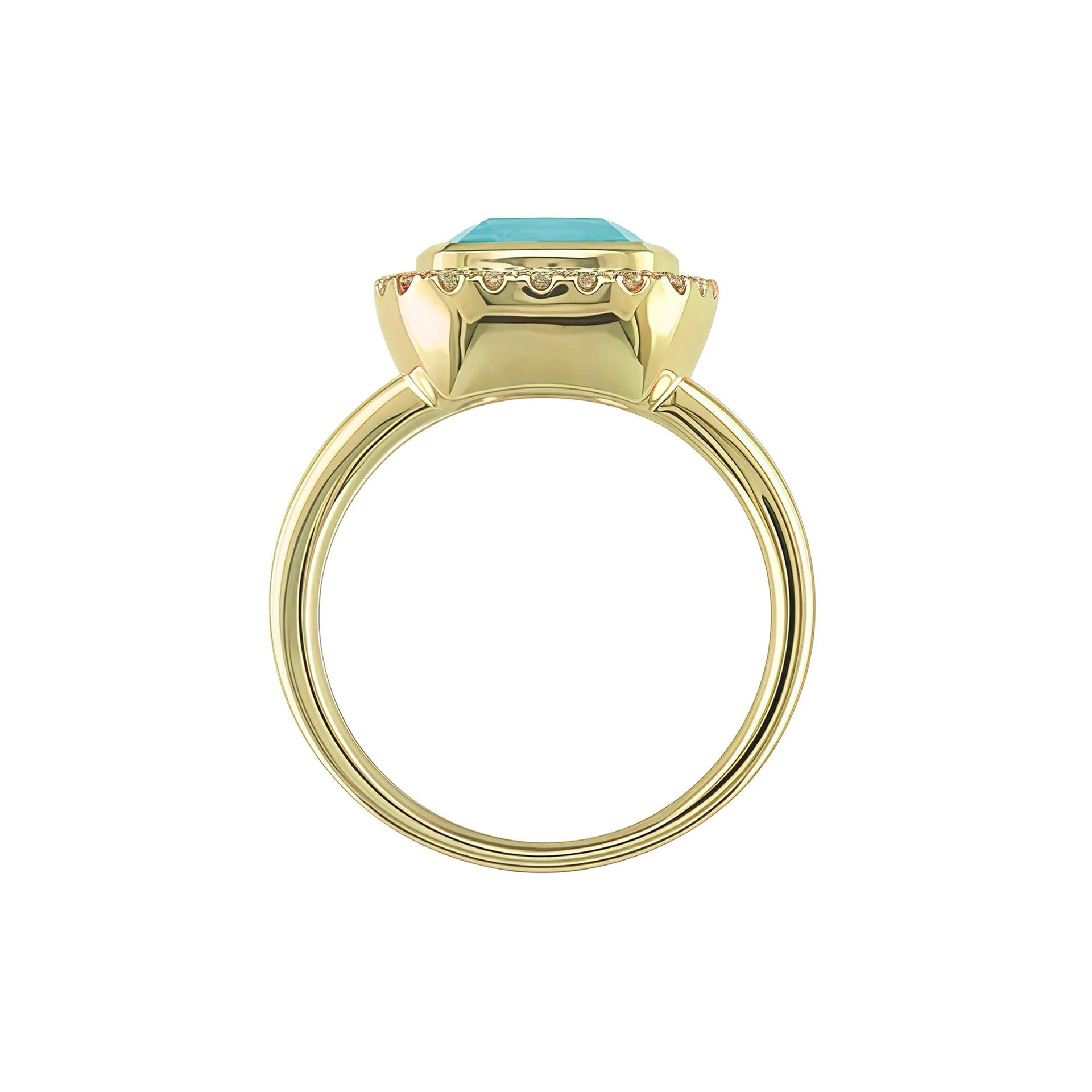 1/5 CT. Tw. Blue Topaz and Diamond Ring 10K Yellow Gold Size 6 1mm