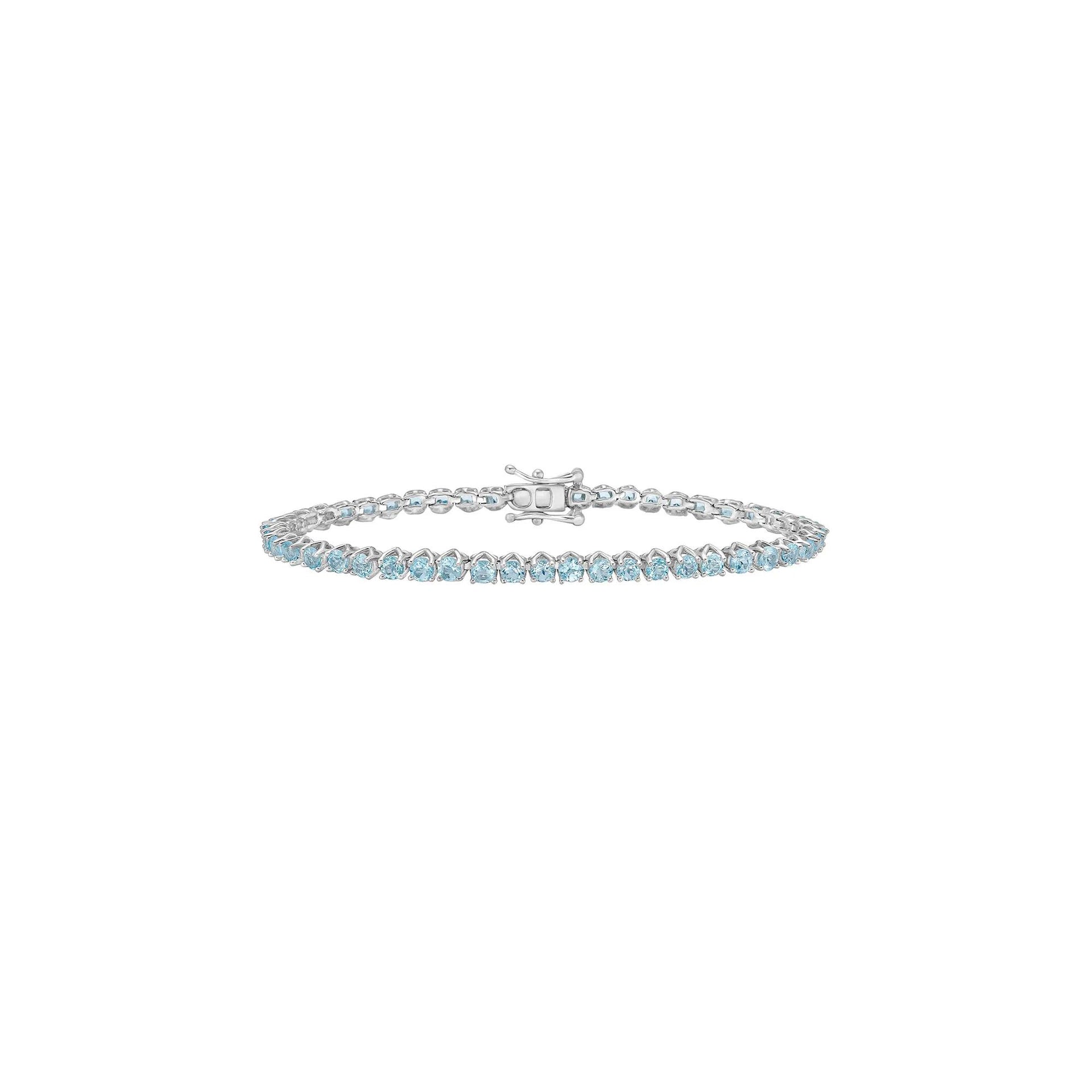 Blue Topaz Bracelet .925 Sterling Silver White Size 4.50mm