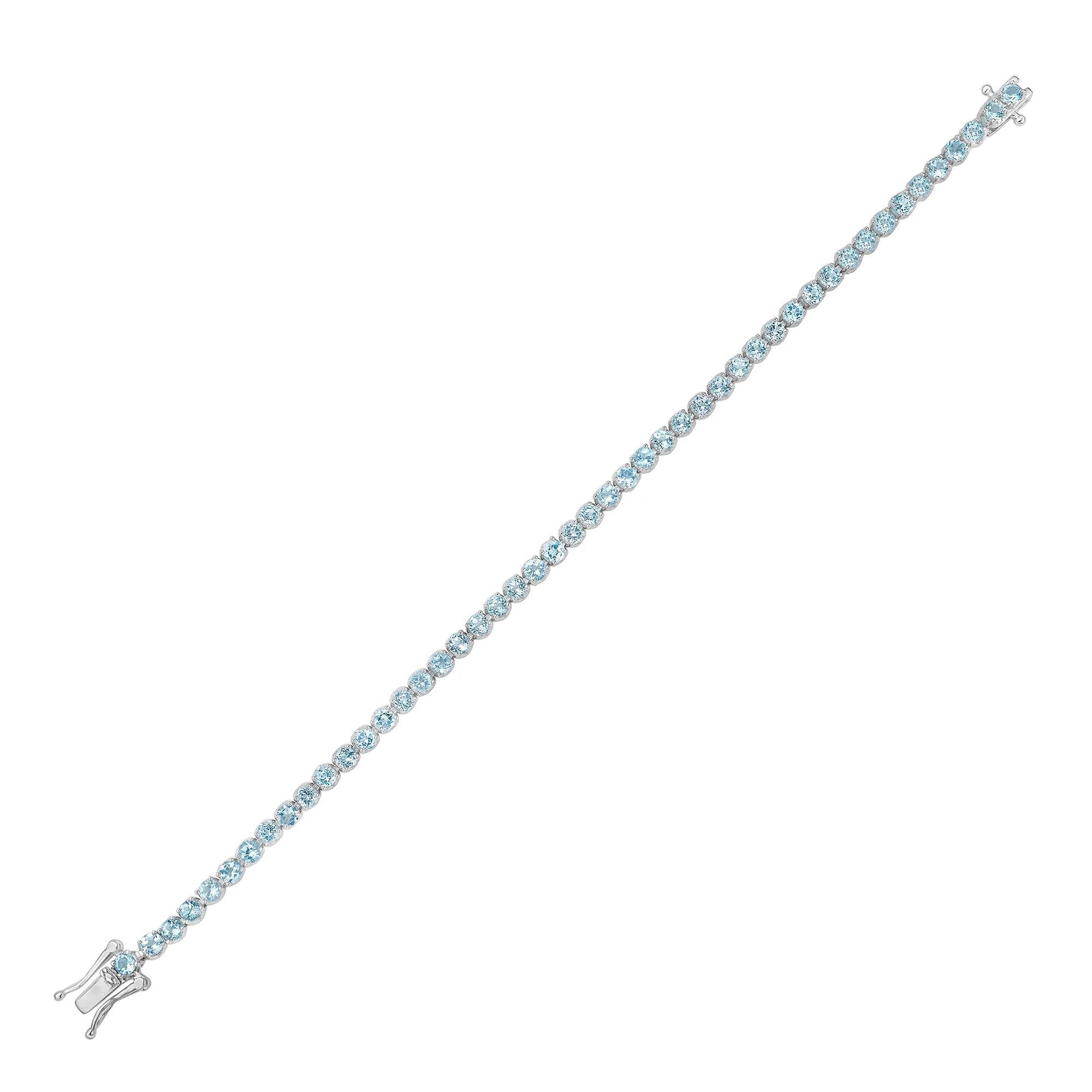 Blue Topaz Bracelet .925 Sterling Silver White Size 4.50mm