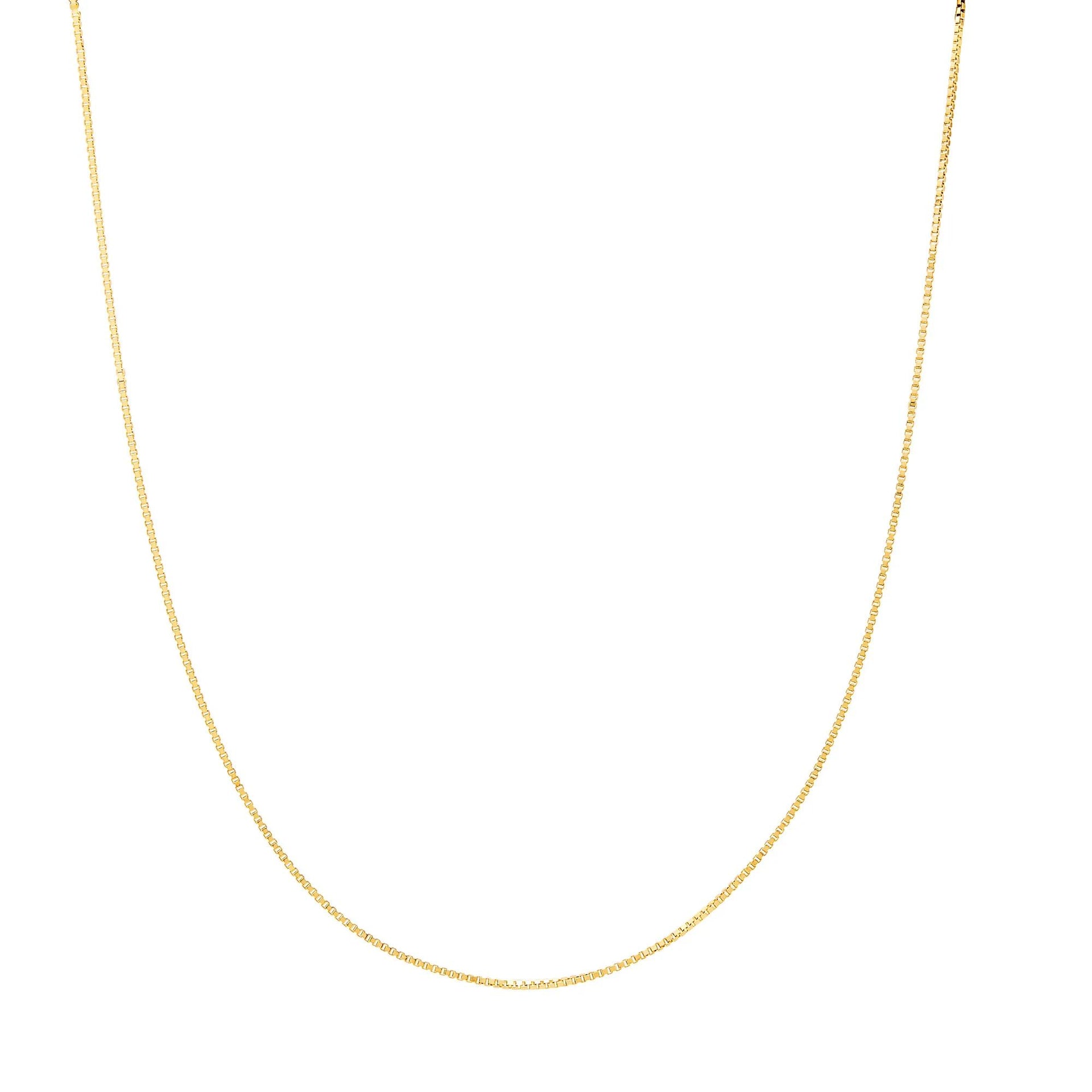 Box Chain 14K Yellow Gold Necklace Size 18"
