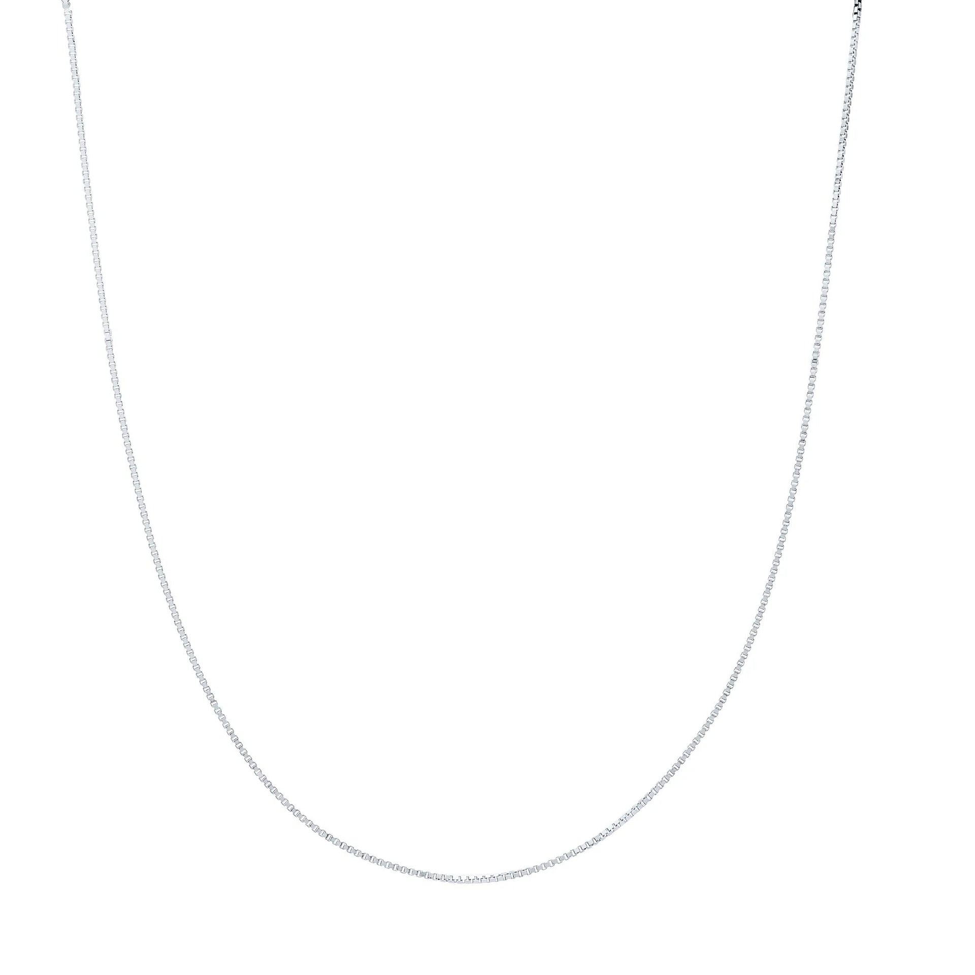 Box Chain 14K White Gold Necklace Size 18"