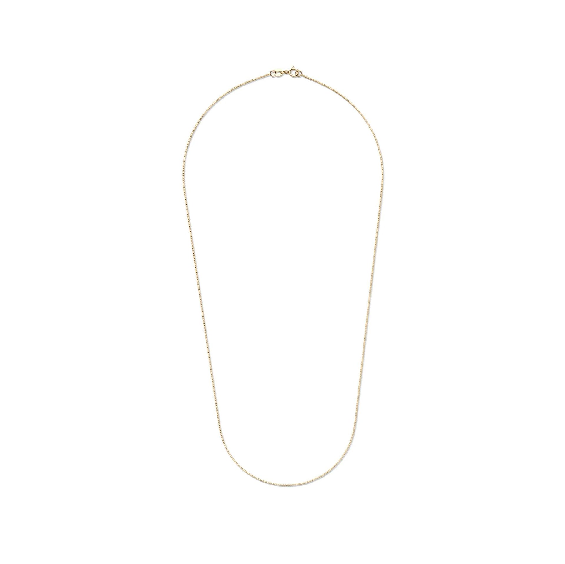 Box Chain 14K Yellow Gold Necklace Size 18"