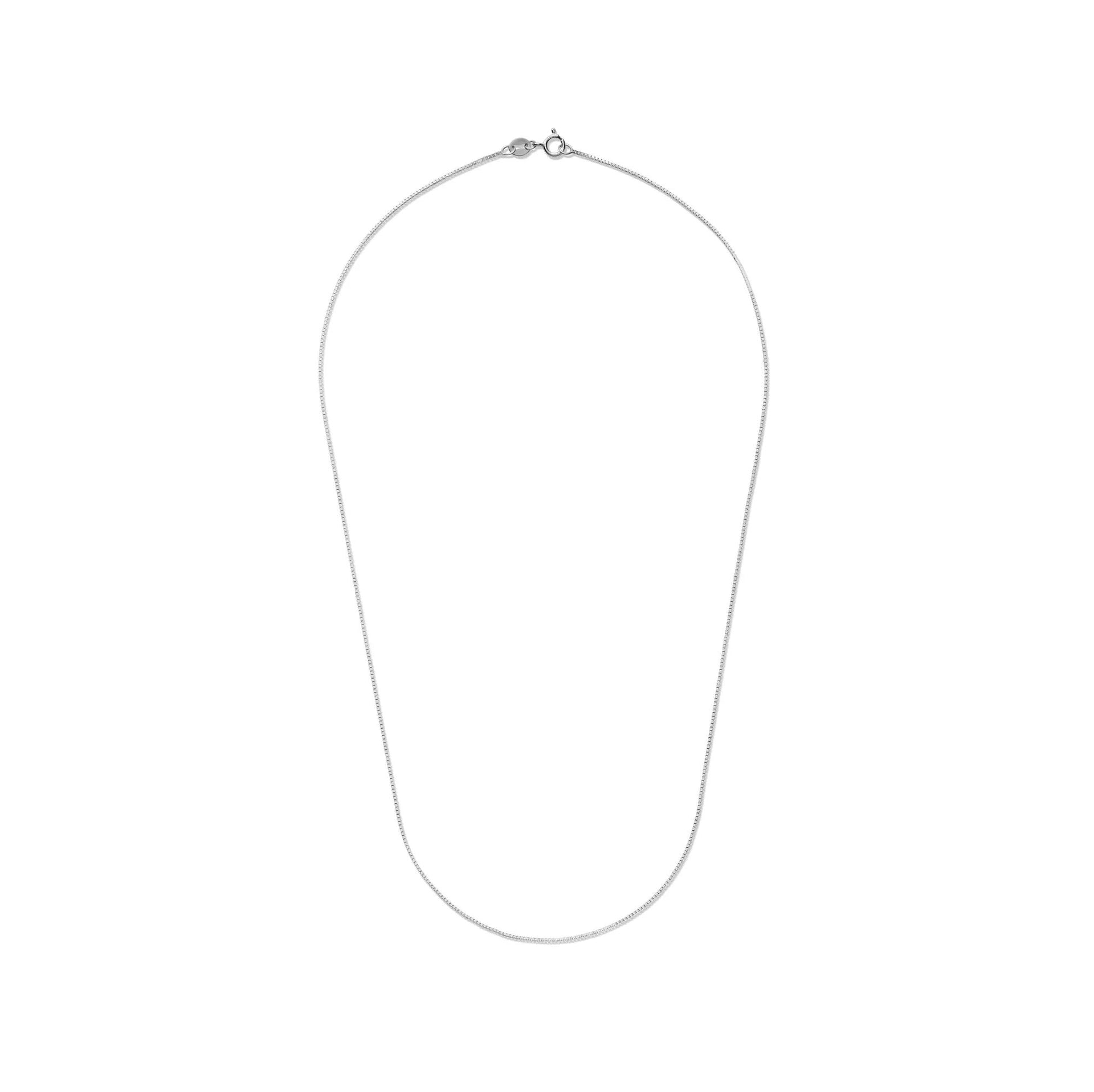 Box Chain 14K White Gold Necklace Size 16"