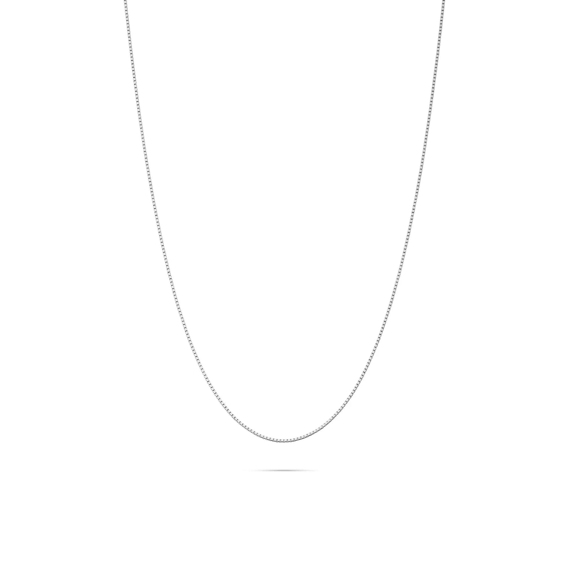 Box Chain 14K White Gold Necklace Size 16"