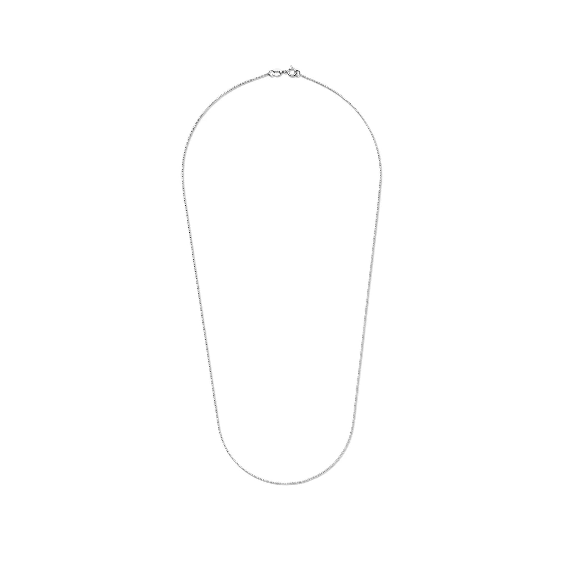 Box Chain 14K White Gold Necklace Size 18"